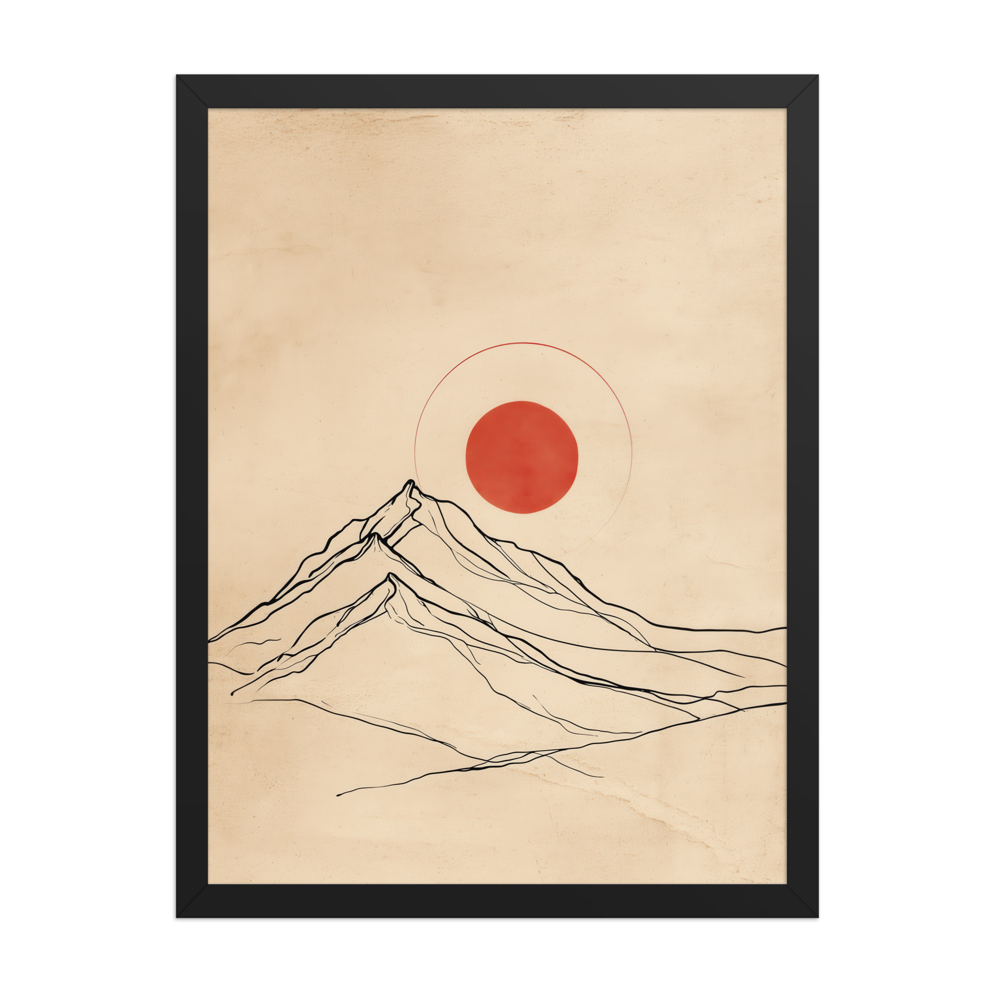 Eternal Sun — Minimal Mountain and Red Sun Wall Art — Framed Poster - Image 5
