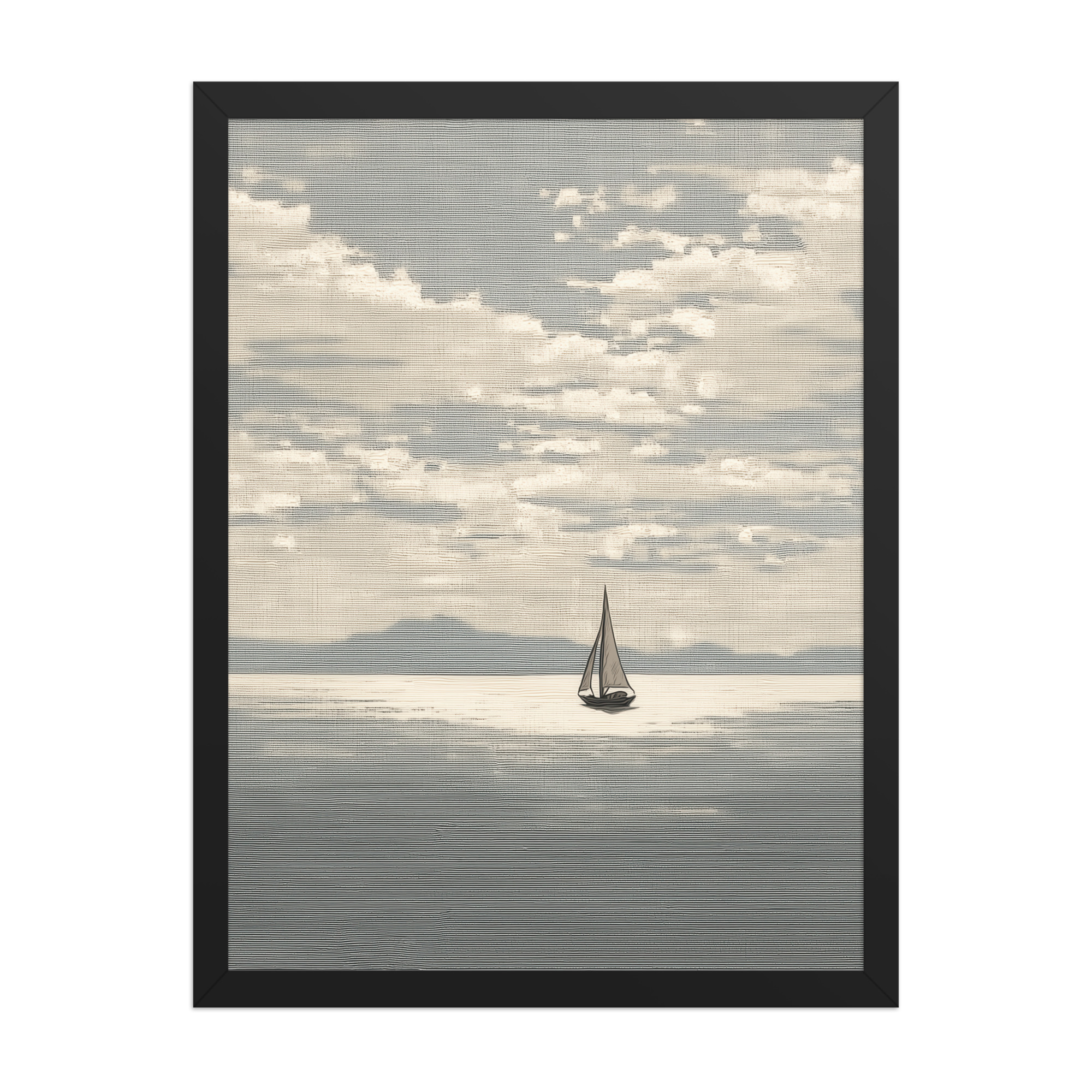 Sailboat Journey — Minimal Seascape, Neutral Japandi Wall Art — Framed Poster - Image 5