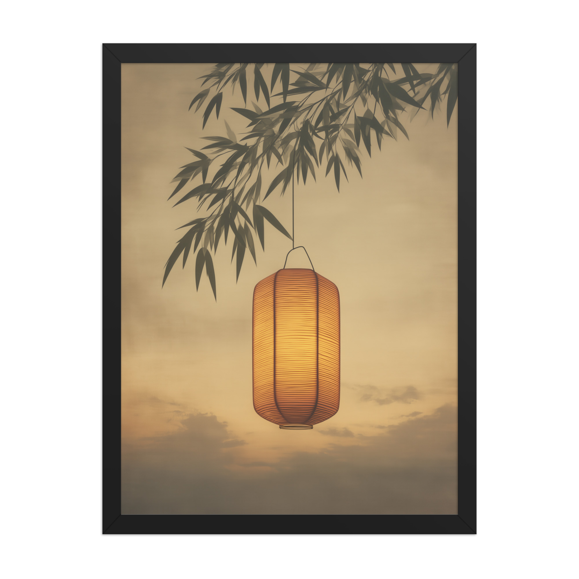 Lantern Glow — Japanese Lantern Minimal Wall Decor — Framed Poster - Image 6
