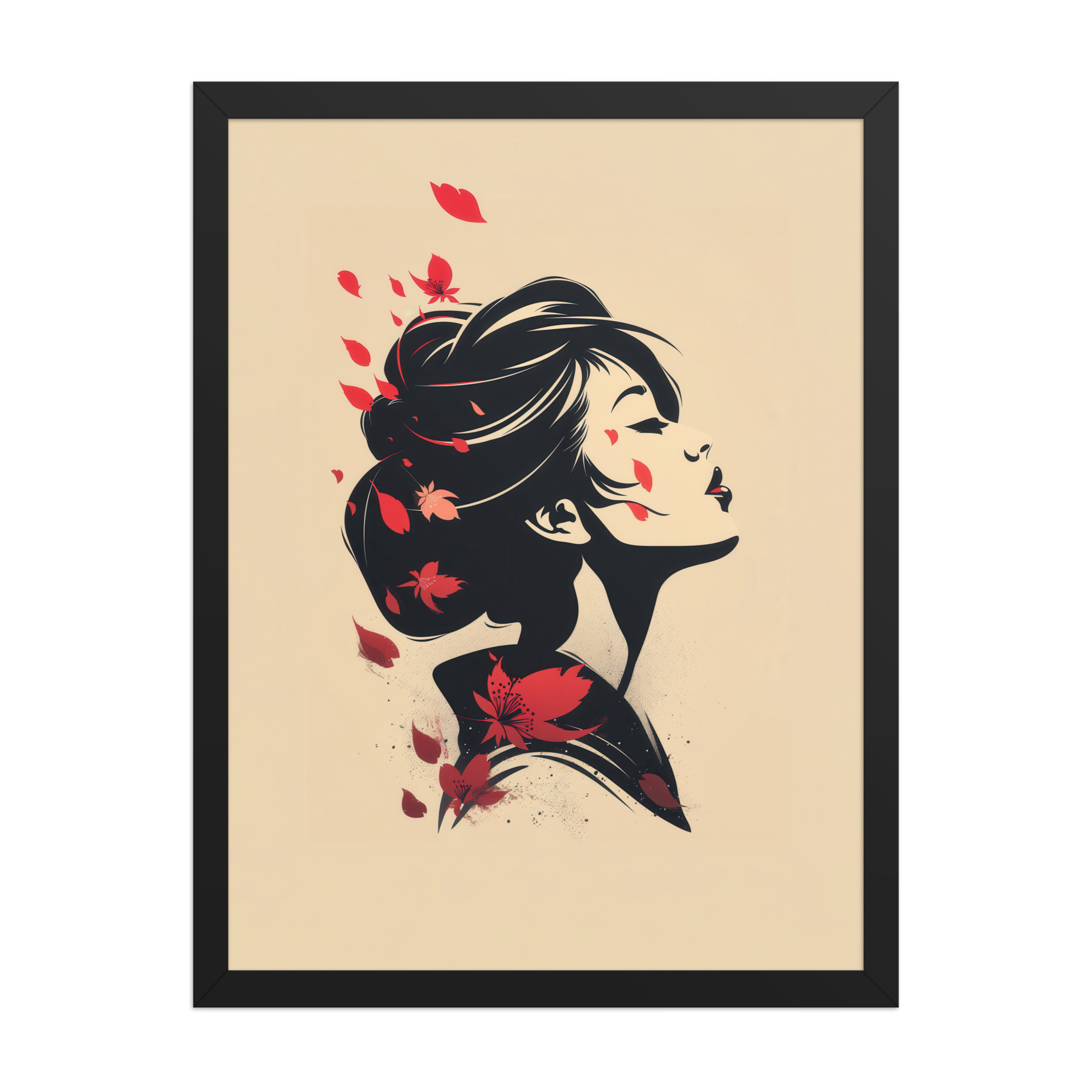Blossoms in the Wind — Japandi Geisha Minimal Wall Art — Framed Poster - Image 7