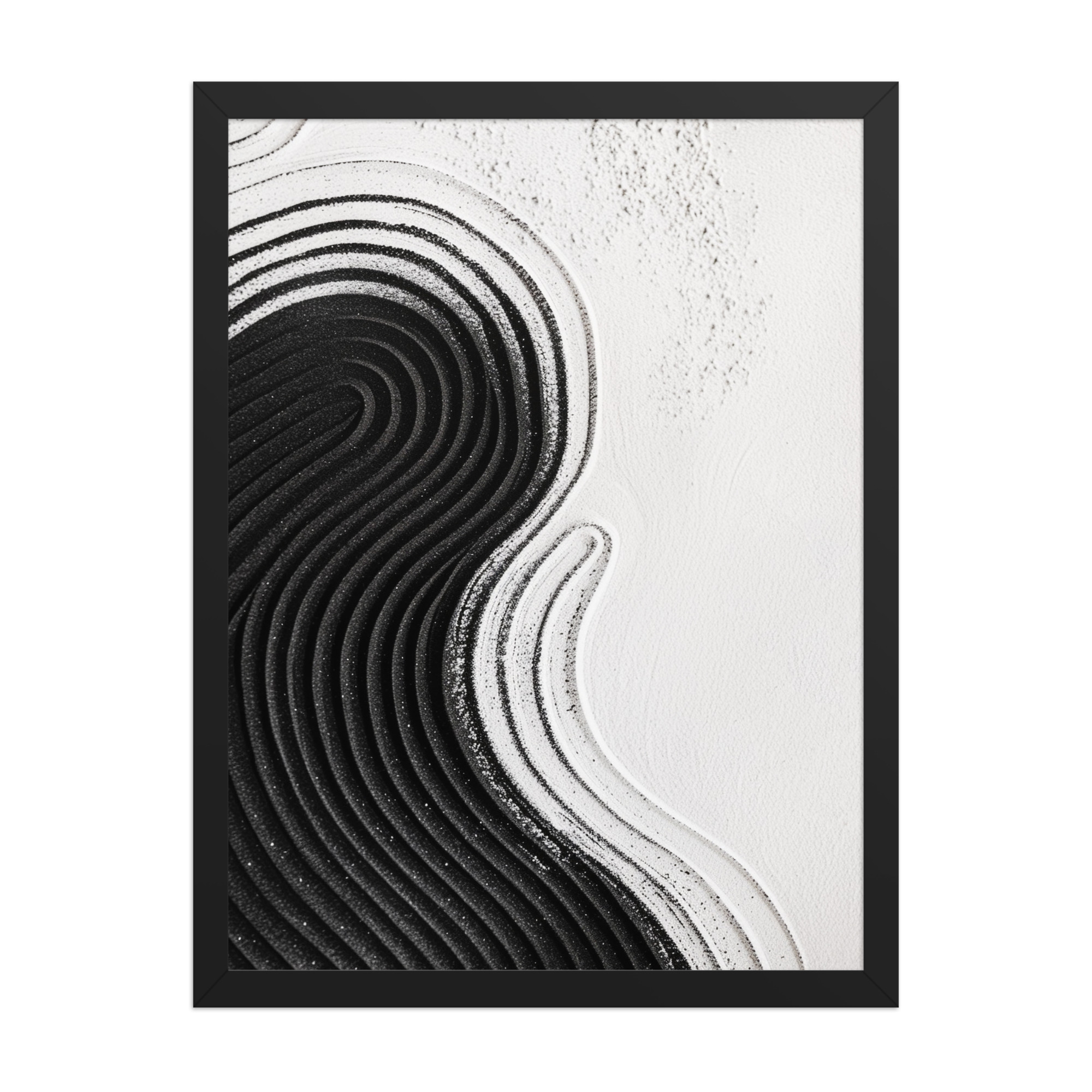 Black & White Ripple – Abstract Zen Sand Pattern Wall Art – Framed Poster - Image 7