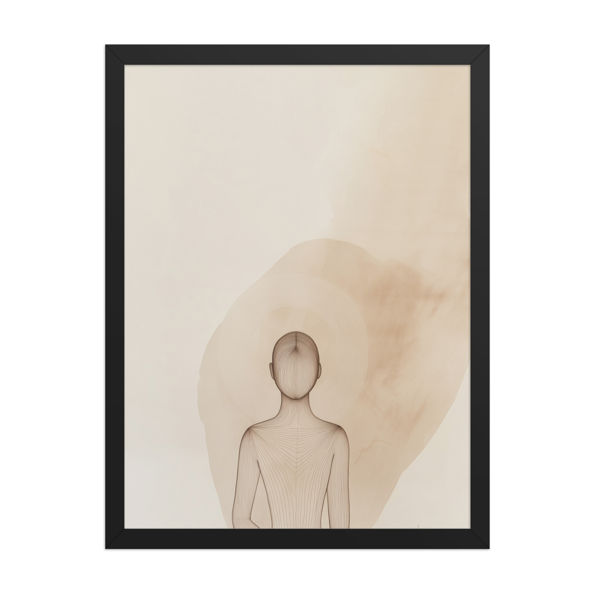 Inner Light – Minimalist Meditation Figure Japandi Wall Art – Framed Poster - Image 7