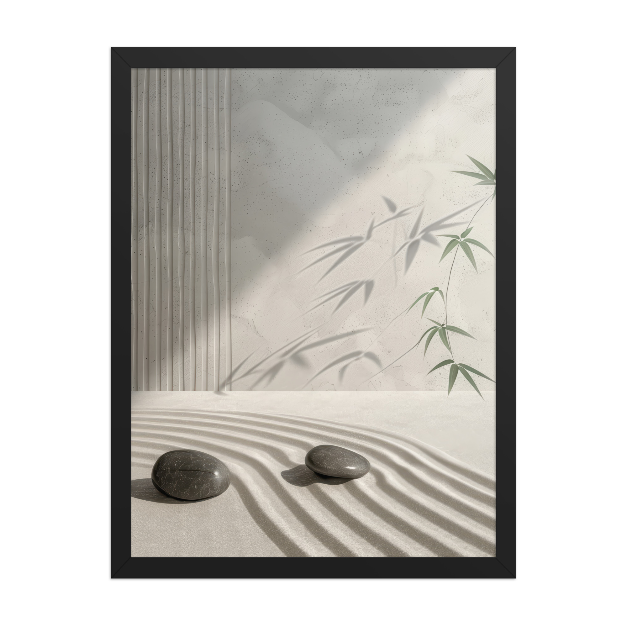 Bamboo Shadow Zen Garden Light & Shadow Japandi Wall Art – Framed Poster - Image 4