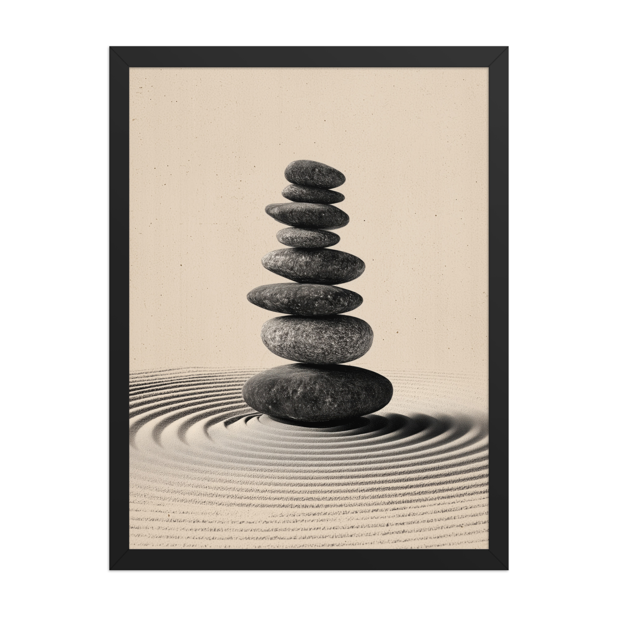Balanced Stillness – Stacked Stones I Neutral Zen Stones Wall Art – Framed Poster - Image 7