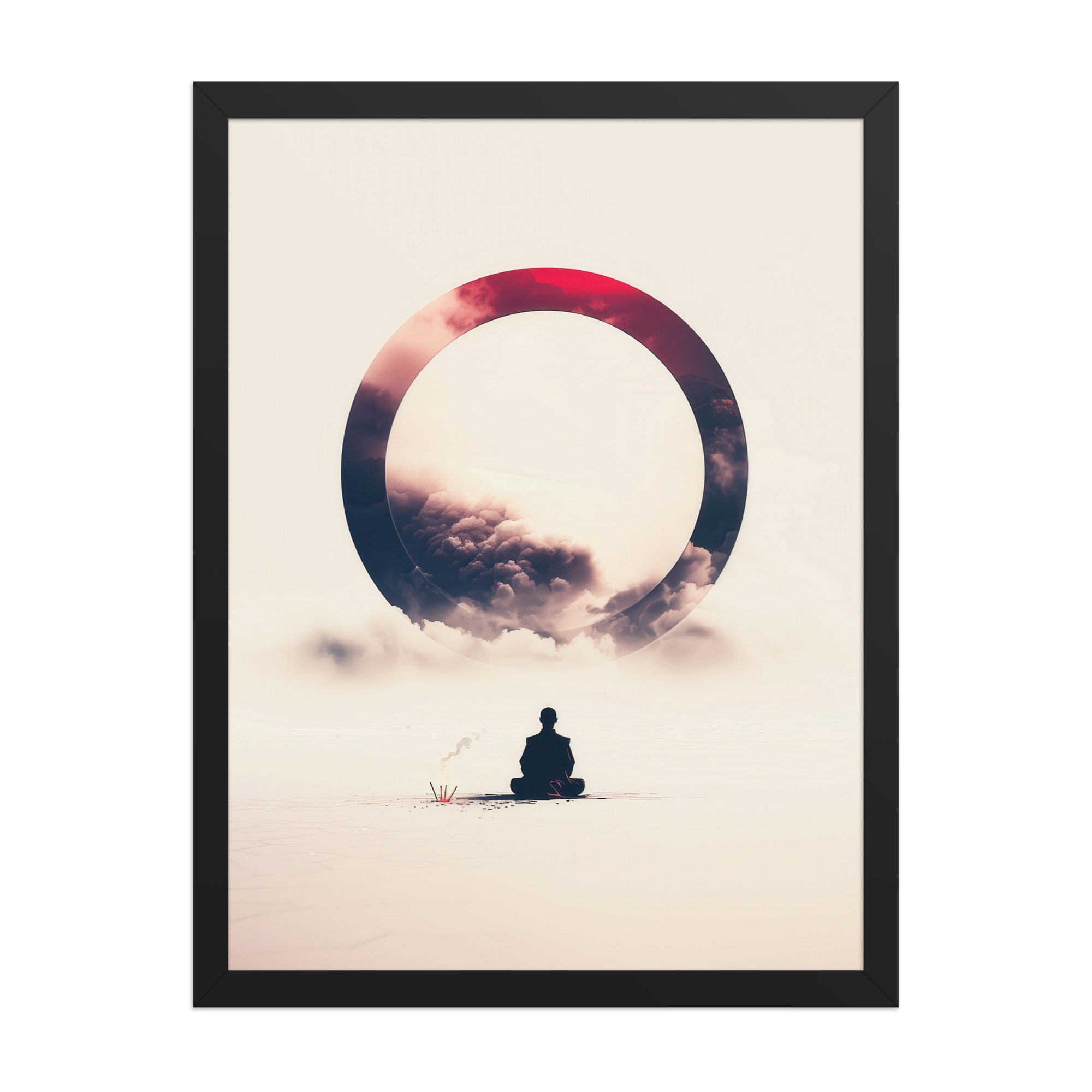 Zen Enso Horizon – Meditative Landscape with Circle Wall Art – Framed Poster - Image 7