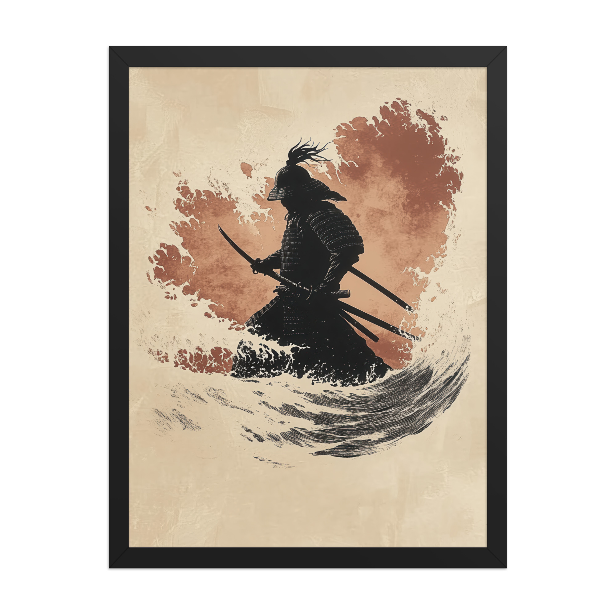 Crimson Guard – Samurai Against The Rising Spray Wall Decor – Framed Poster - Image 4