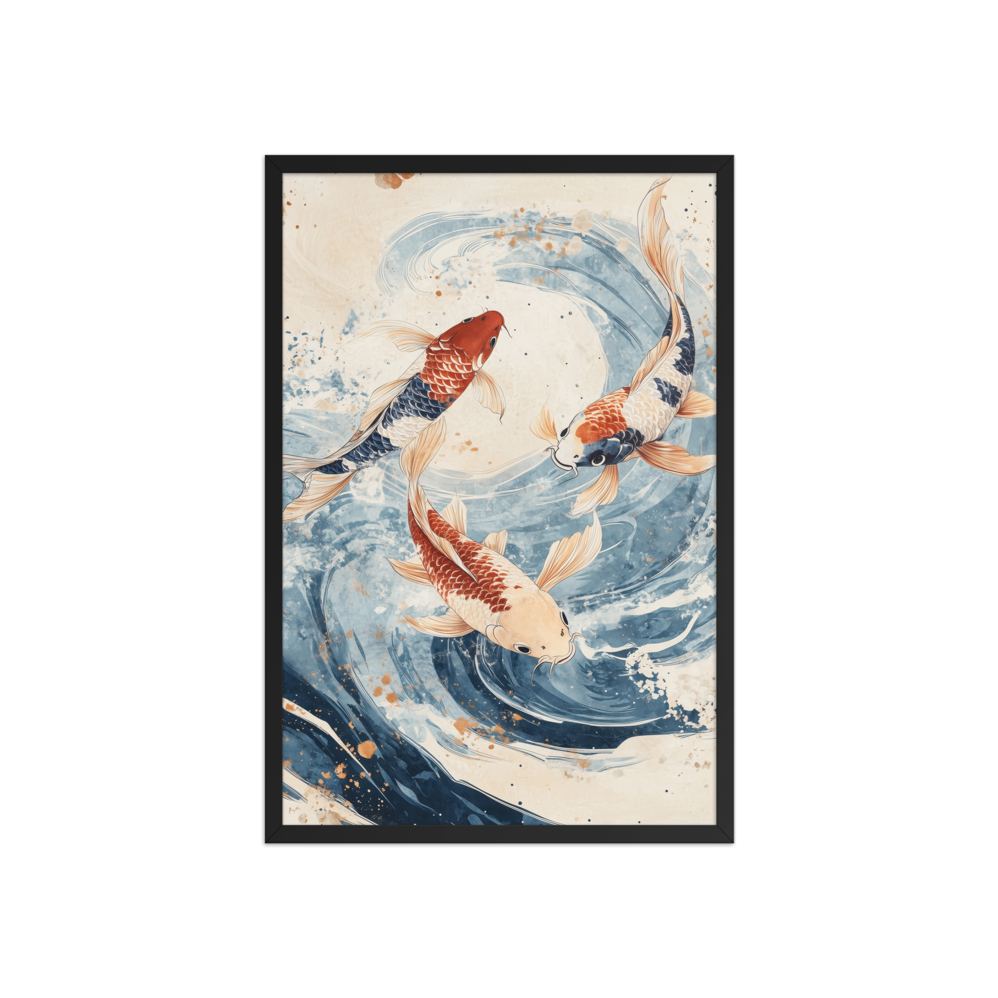 Dancing Koi Trio — Japanese Koi Wall Art — Framed Poster - Image 9