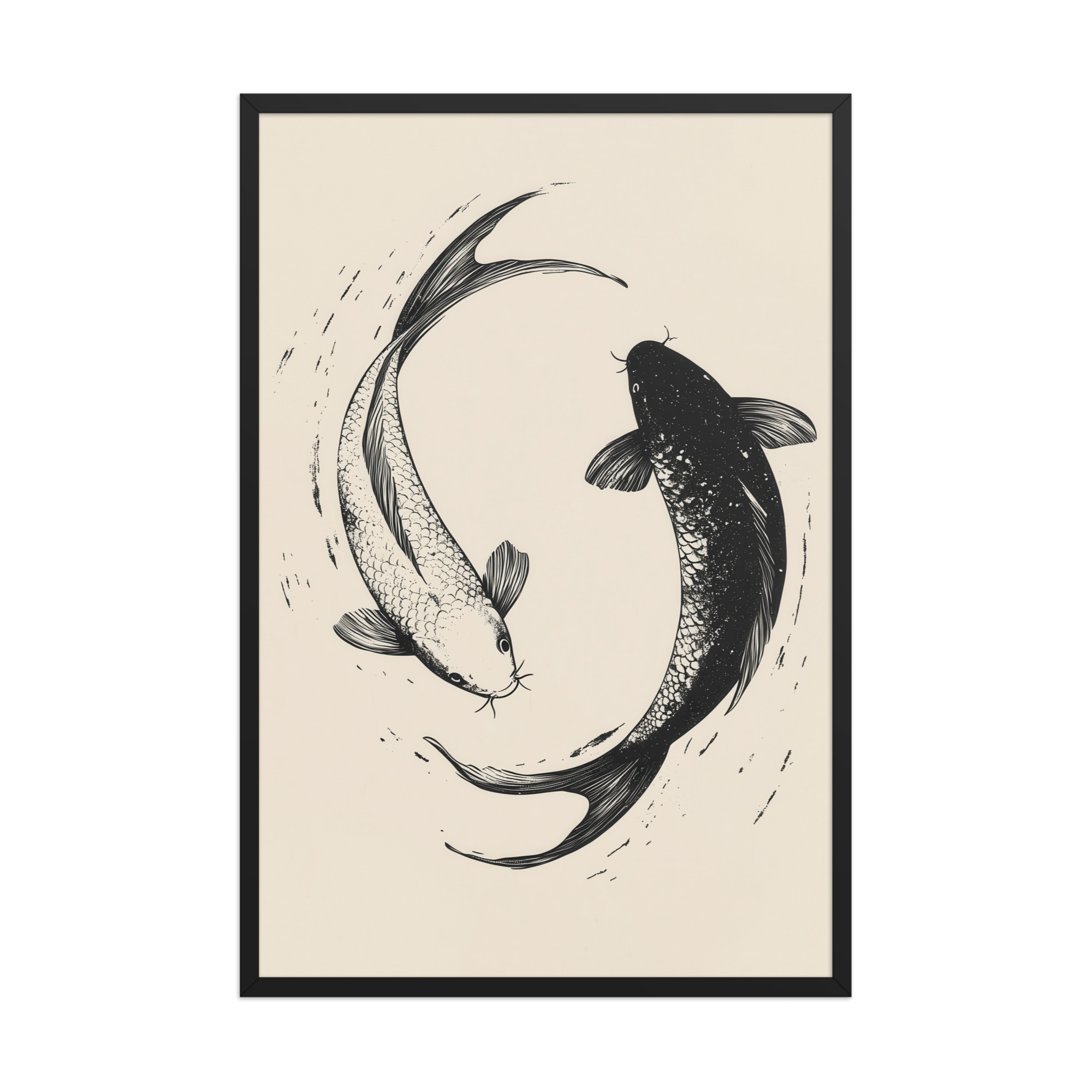 Yin and Yang Koi Flow — Minimal Ink Koi Art — Framed Poster - Image 7