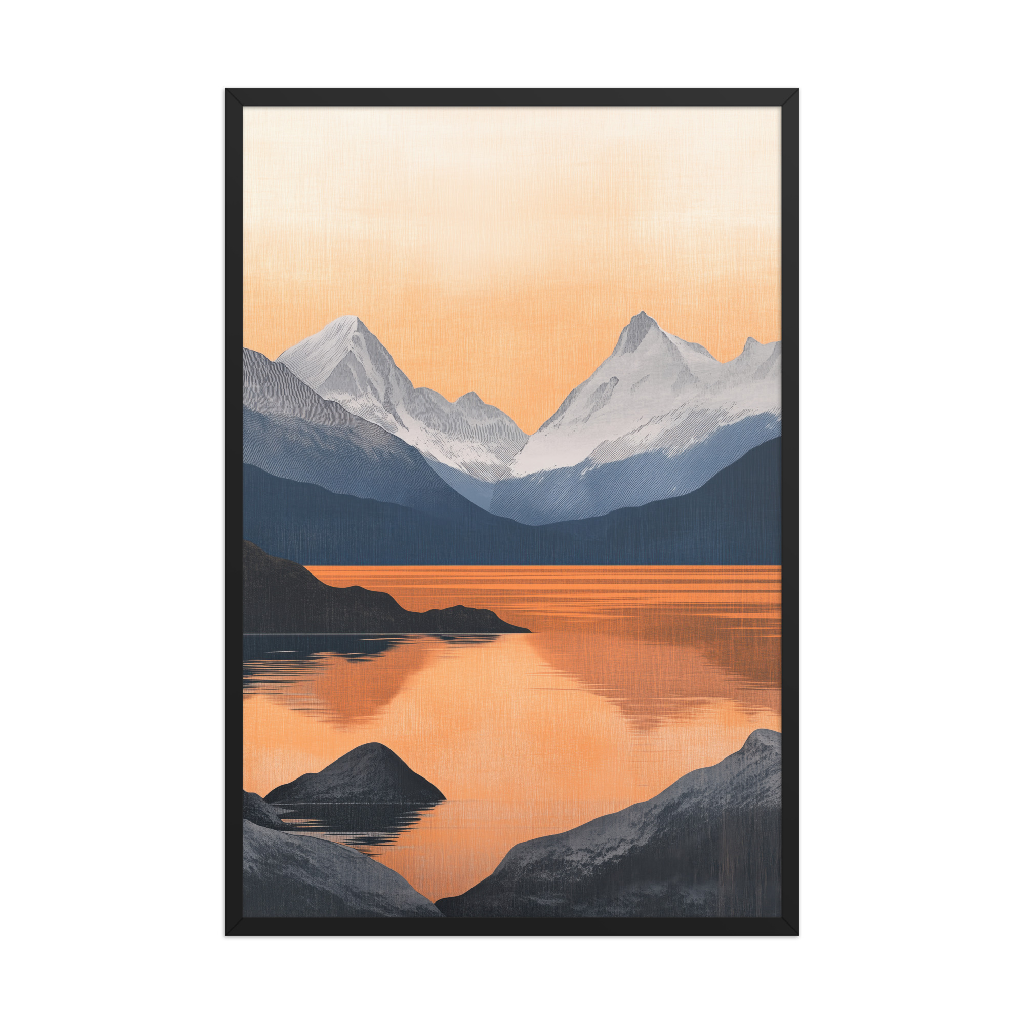 Nordic Sunset Reflections — Serene Mountain Lake Panorama Landscape Wall Art — Framed Poster - Image 7