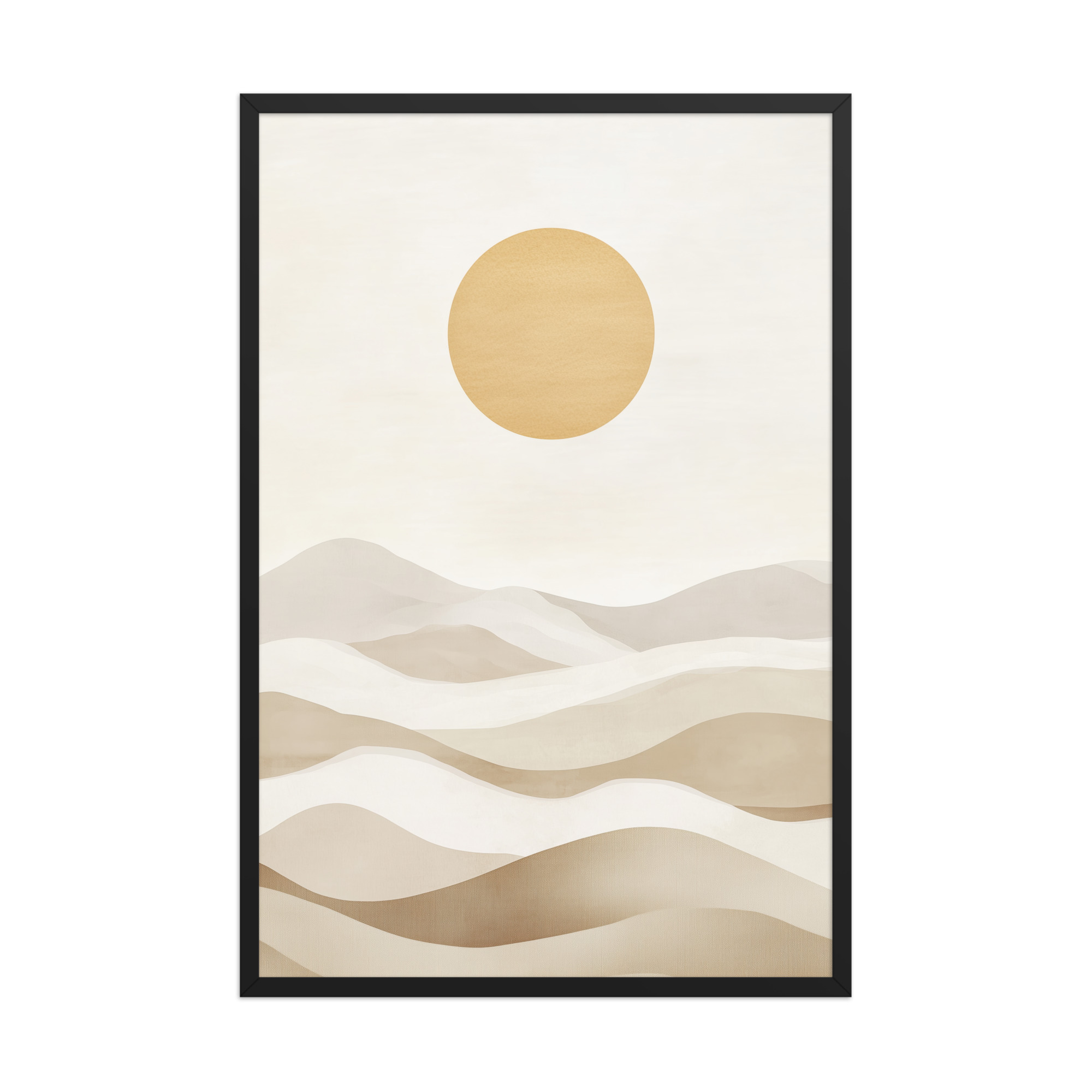 Minimal Dunes and Golden Sun — Japandi Desert Landscape Wall Decor — Framed Poster - Image 7