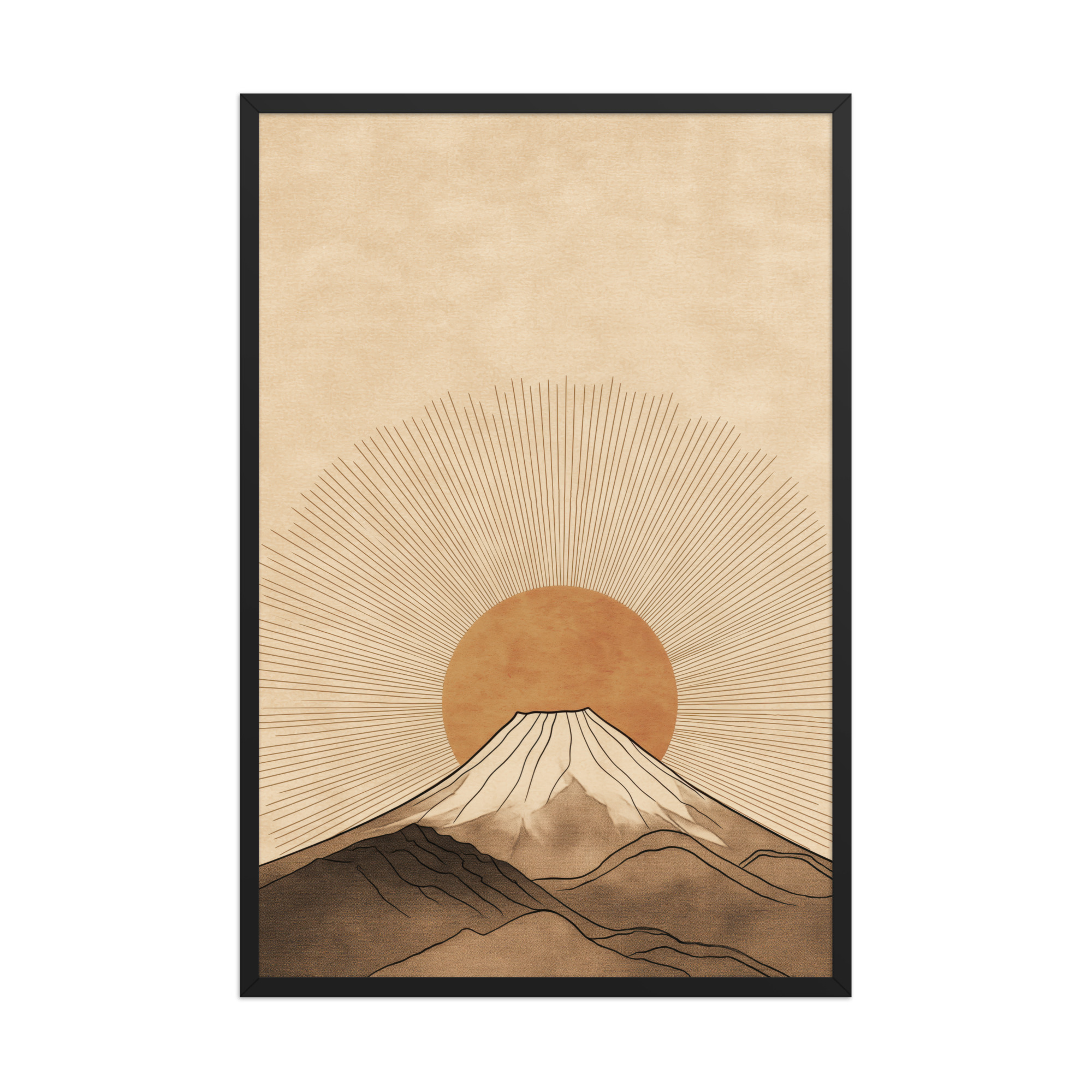 Fuji Radiance — Japandi Sunburst Mountain Wall Art — Framed Poster - Image 6