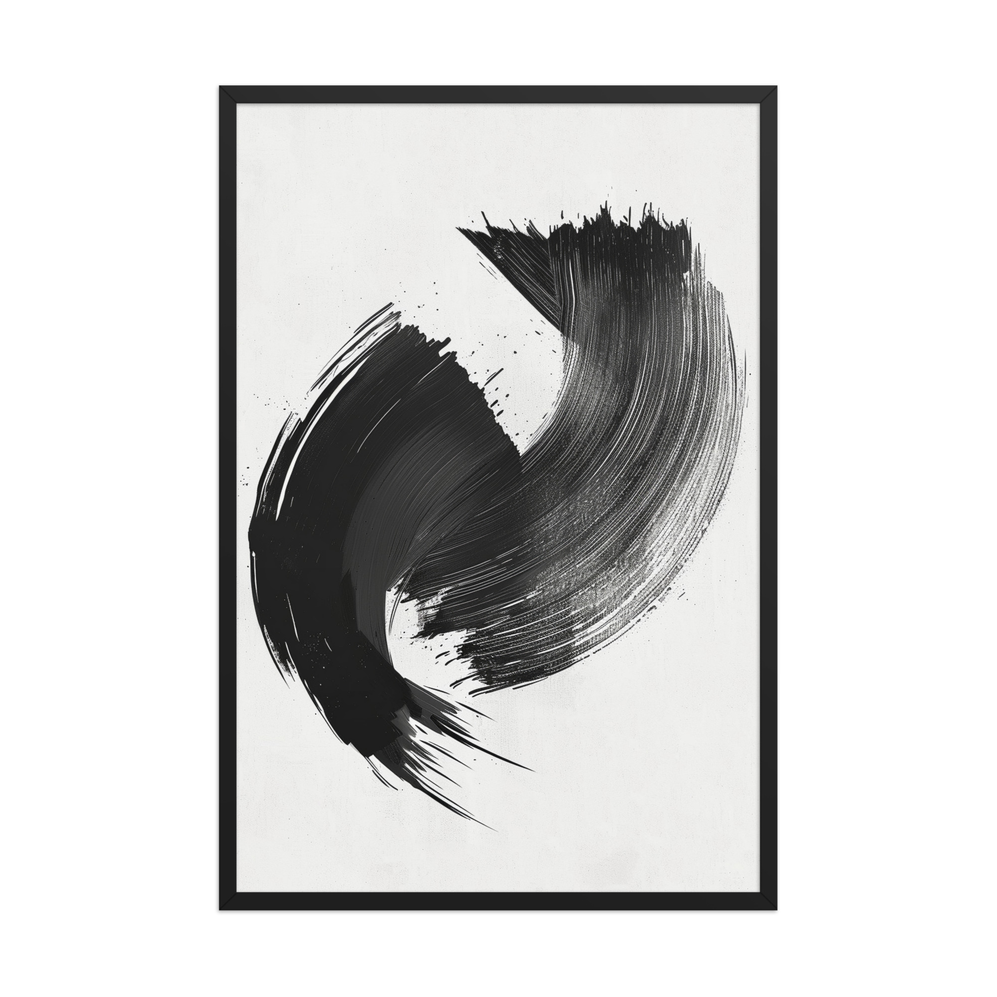 Brushstroke Swirl — Zen Sumi-e Ink Abstract Wall Decor — Framed Poster - Image 6