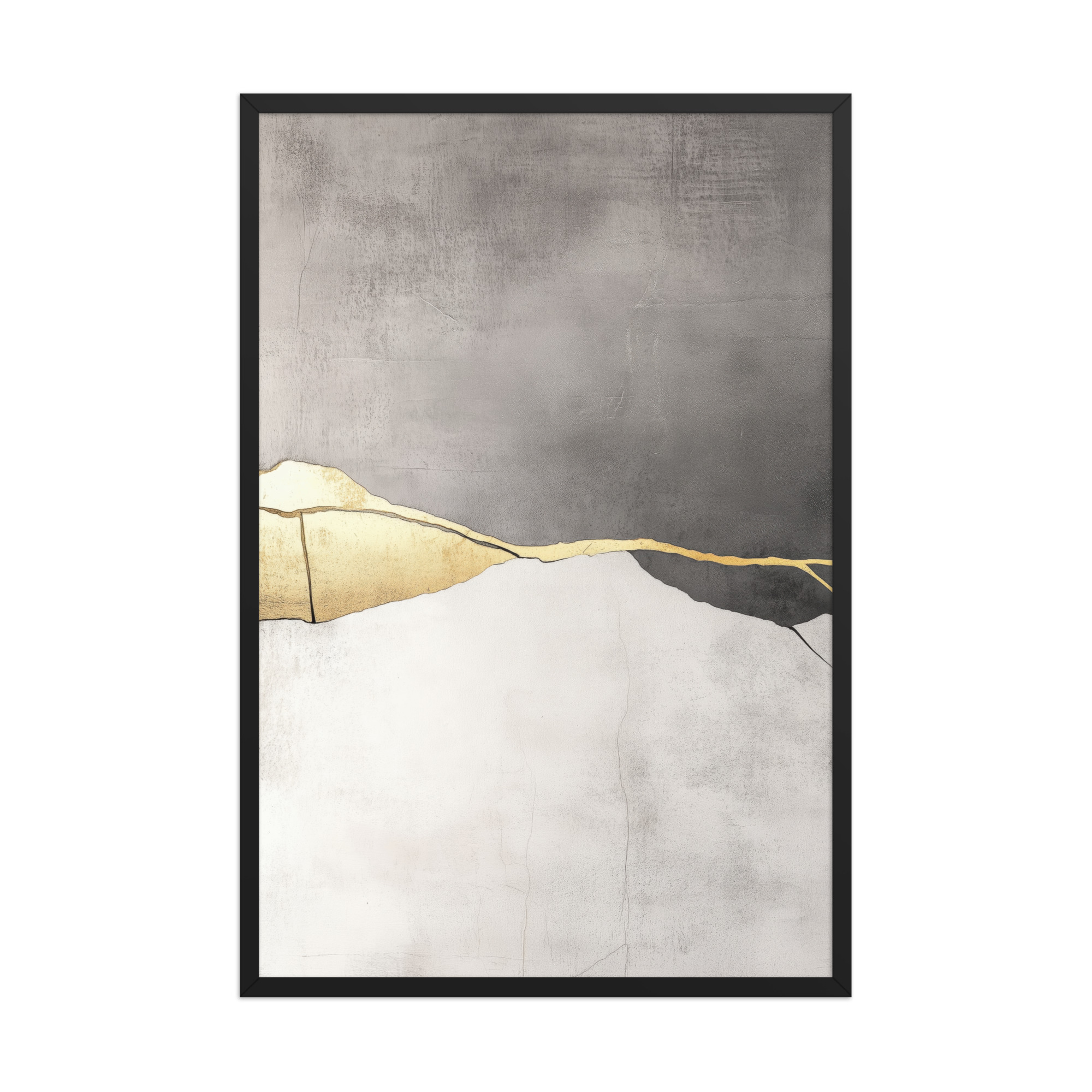Cracked Harmony — Kintsugi Horizon Abstract with Gold Seam Wall Decor — Framed Poster - Image 6