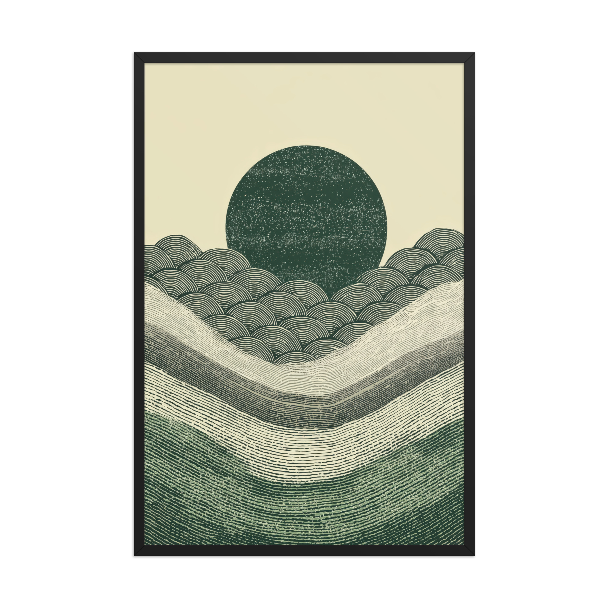Verdant Rising — Japanese-Inspired Green Landscape Wall Art — Framed Poster - Image 6