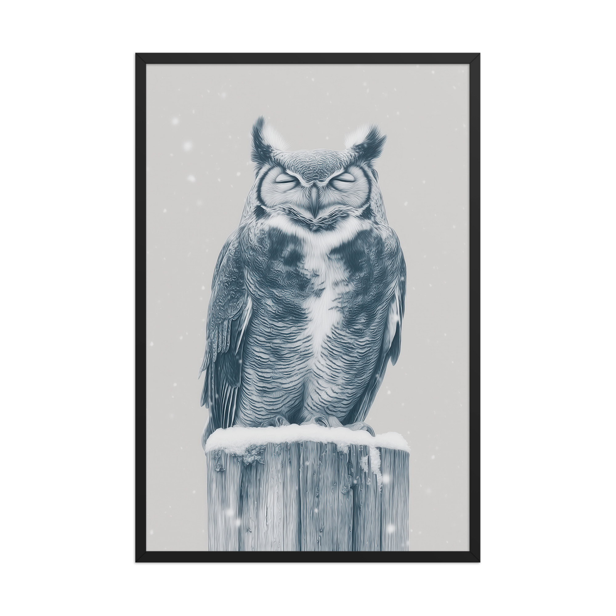 Silent Sentinel – Snow Owl Winter Wildlife Art in Neutrals Wall Decor — Framed Poster - Image 8