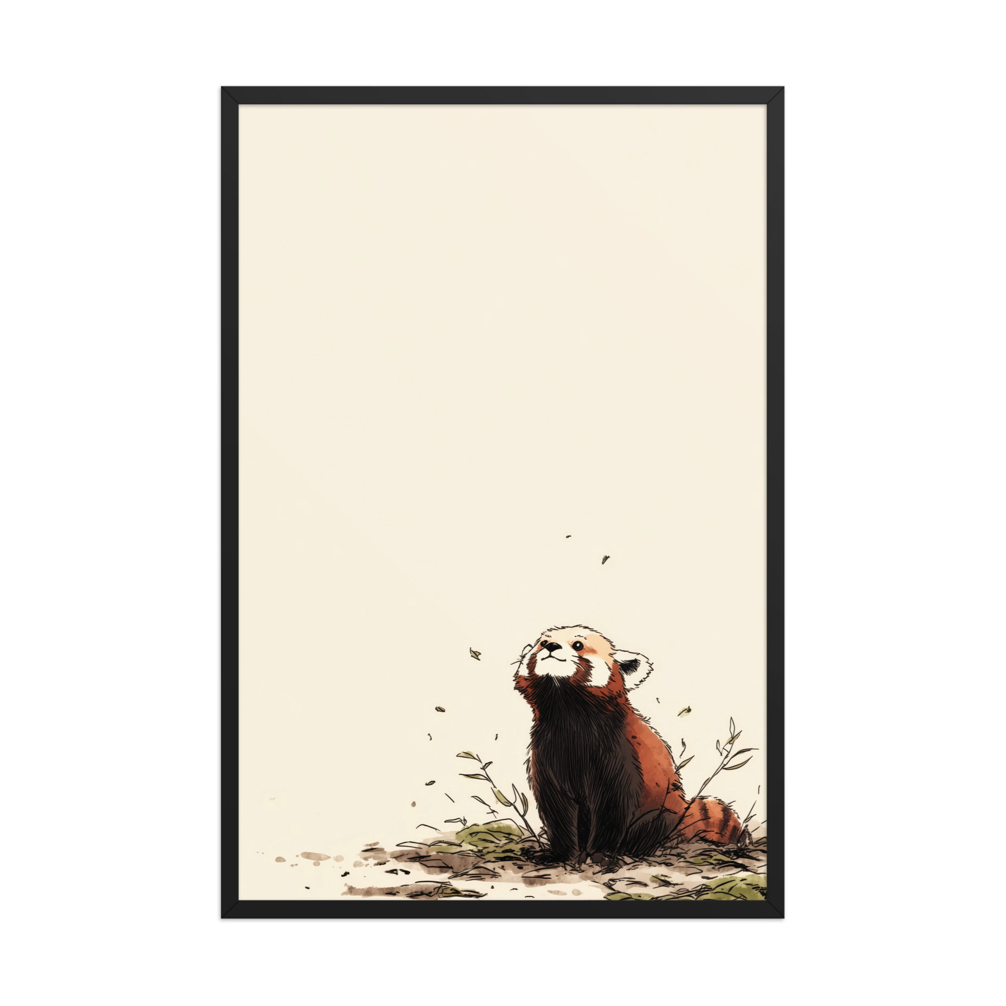 Red Panda in the Wind — Minimal Illustrated Animal Wall Art — Framed Poster - Image 7