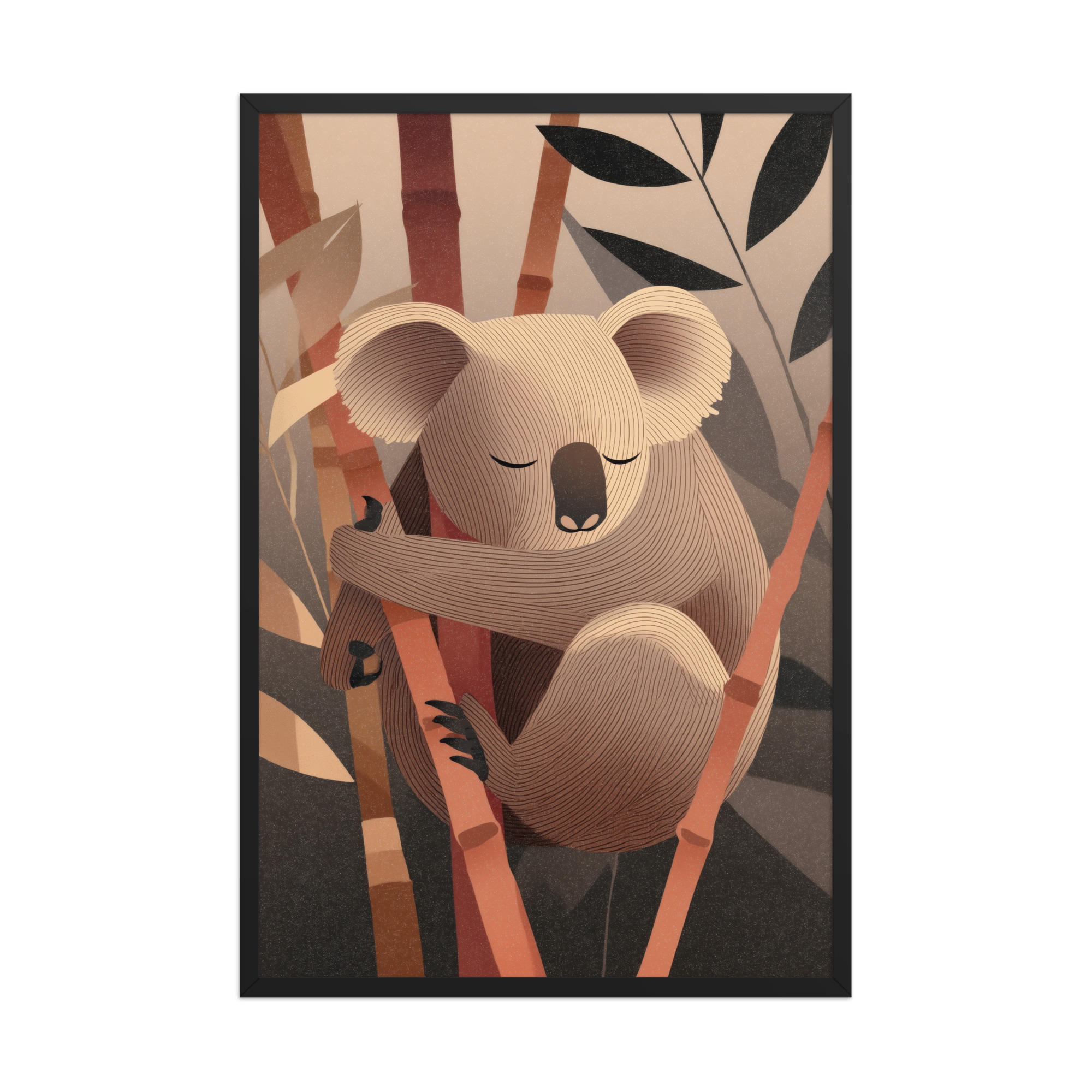 Koala Dreams in Bamboo — Minimal Sleeping Koala in Warm Tones Wall Decor — Framed Poster - Image 8