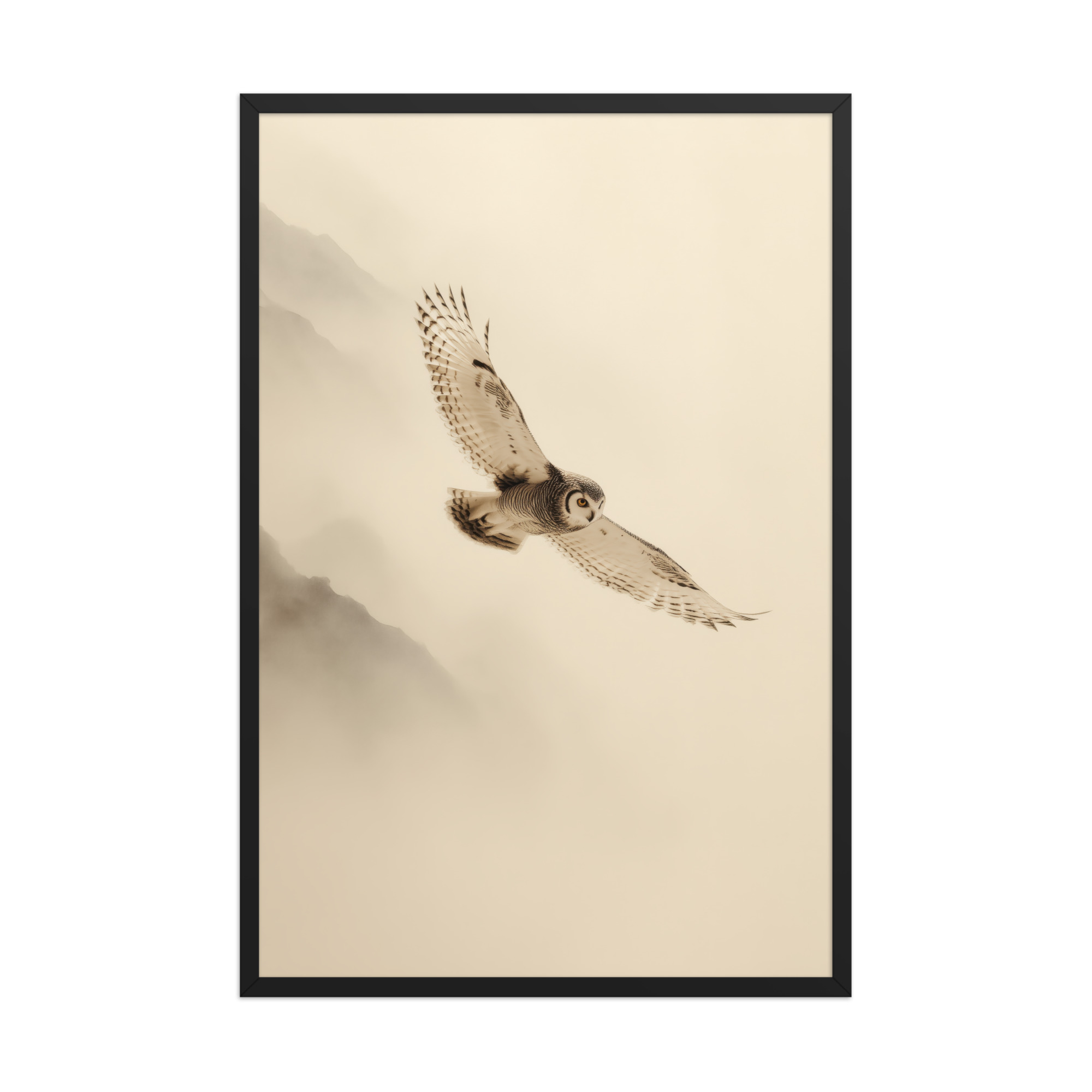 Flight Through Mist — Owl in Motion Wildlife Wall Art — Framed Poster - Image 7