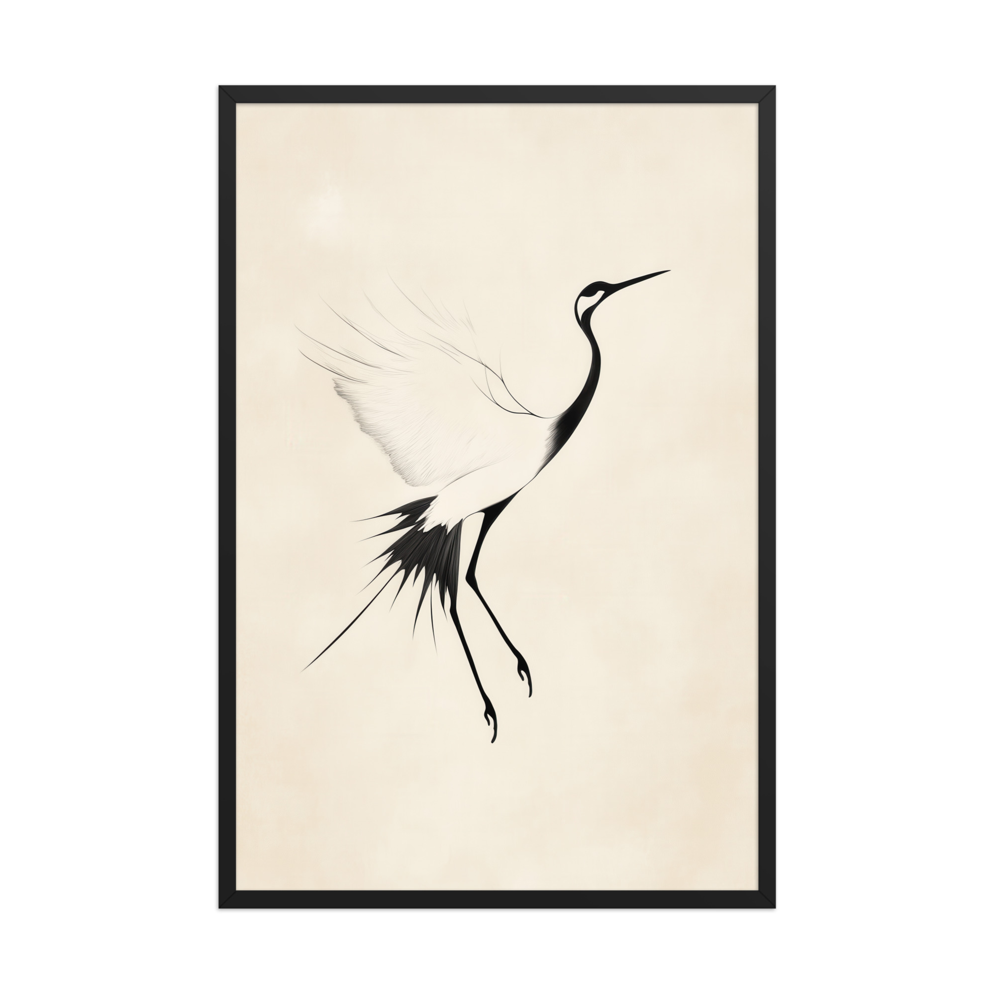 Crane of Still Winds — Red-Crowned Crane Minimal Ink Art — Framed Poster - Image 8