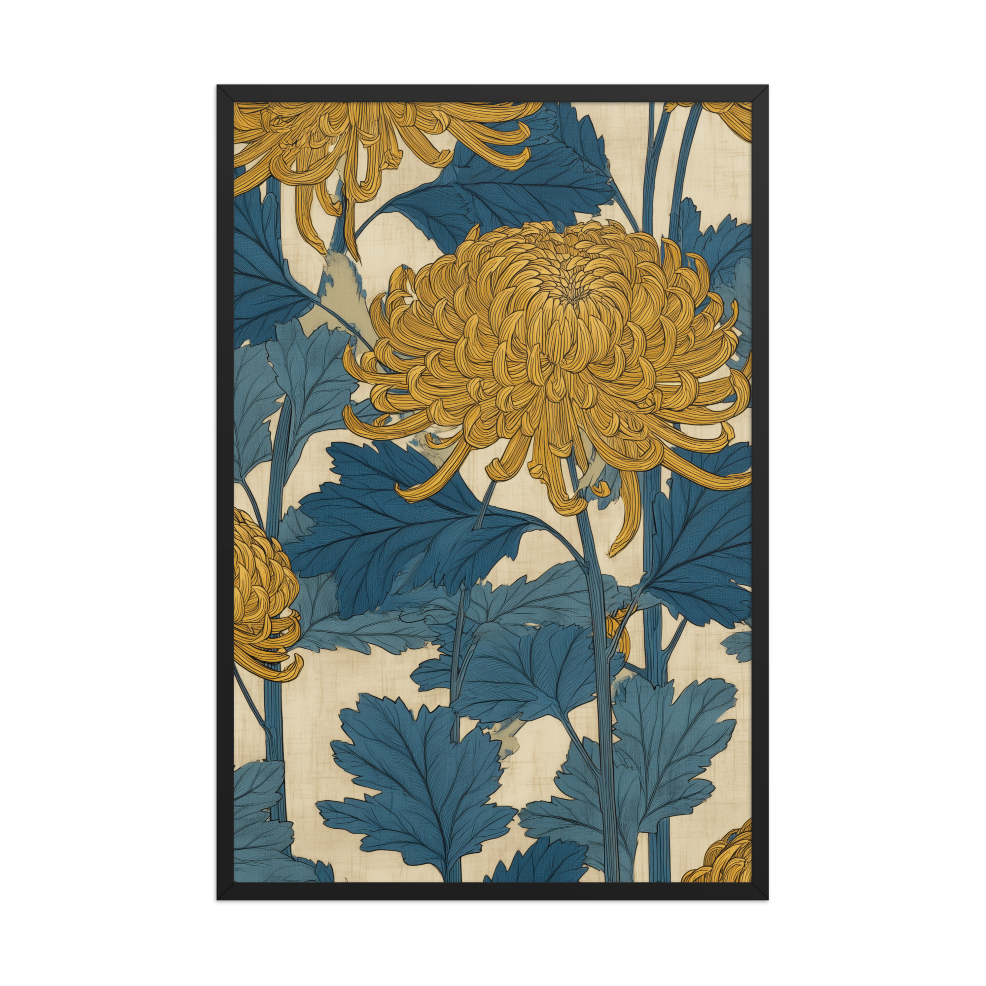 Amber Chrysanthemum — Japandi Floral Wall Decor — Framed Poster - Image 6