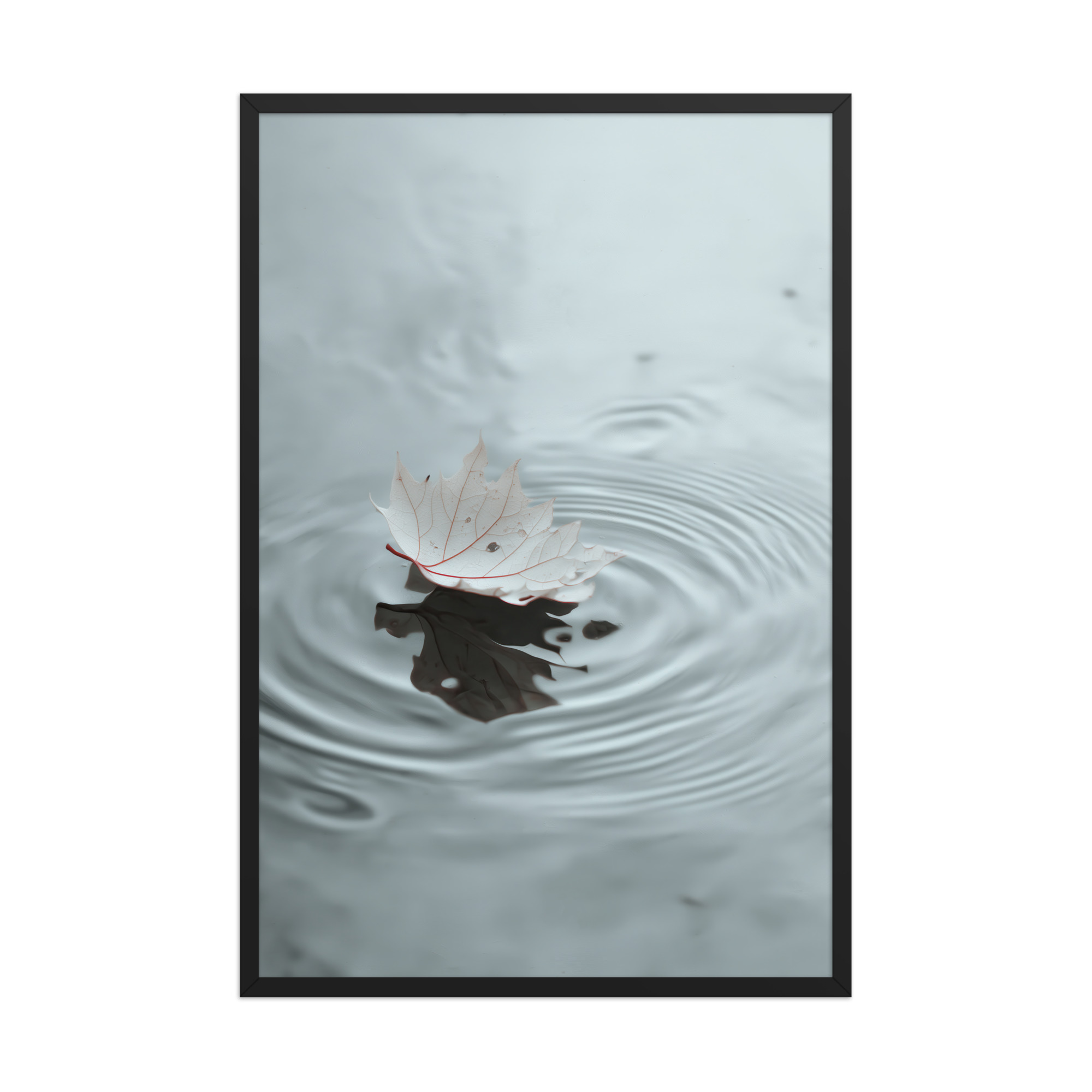 Floating Stillness — Leaf on Water Wall Decor — Framed Poster - Image 8