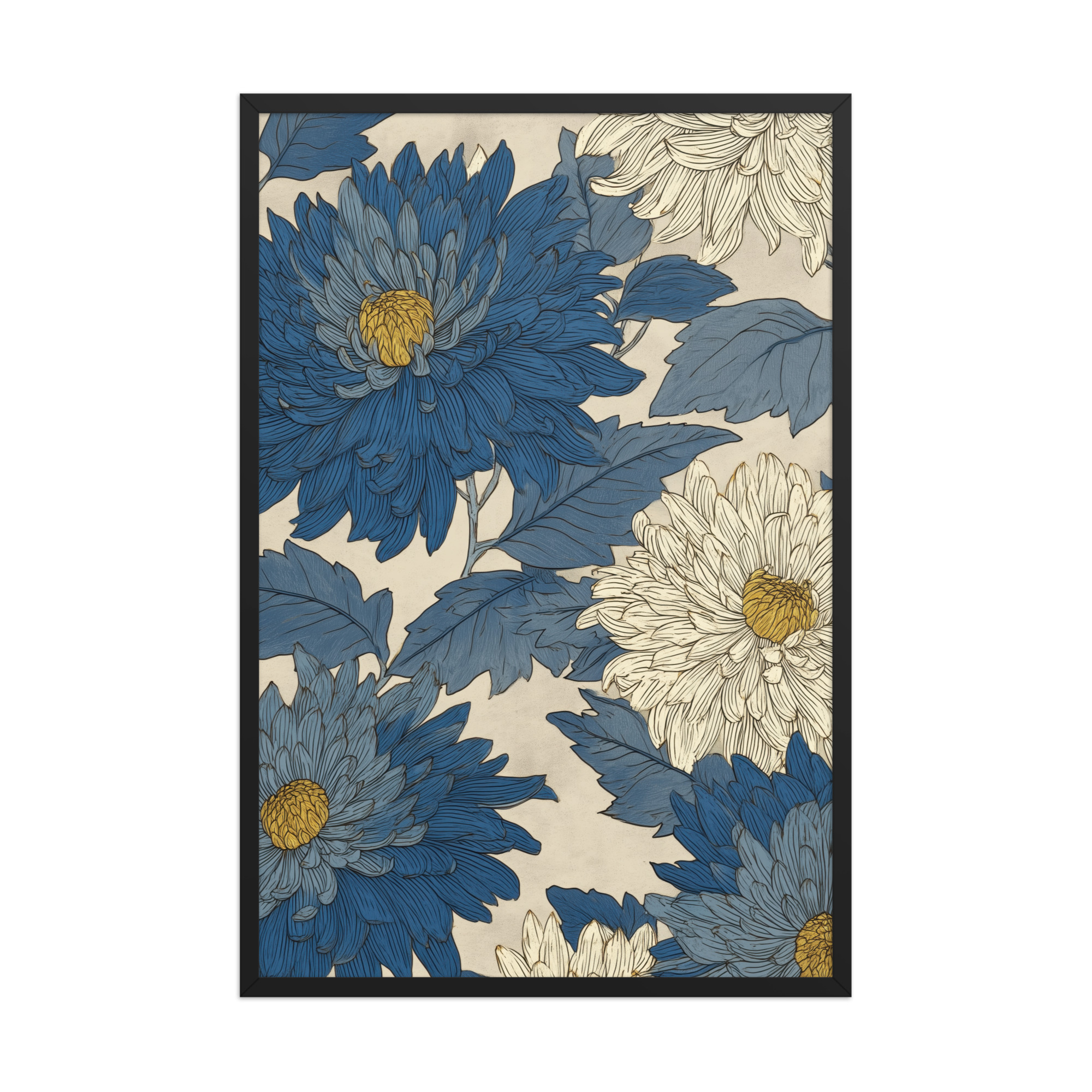 Mixed Chrysanthemums — Vintage Floral Pattern Wall Decor — Framed Poster - Image 7