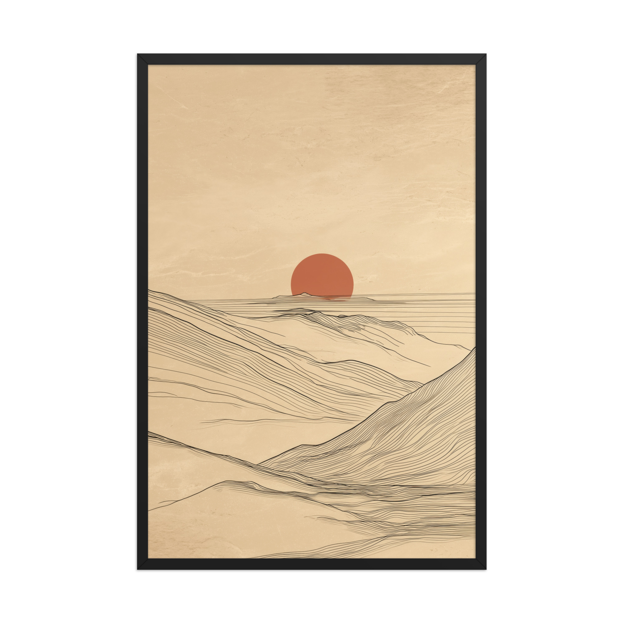 Desert Horizon — Japandi Desert Line Landscape Wall Art — Framed Poster - Image 6
