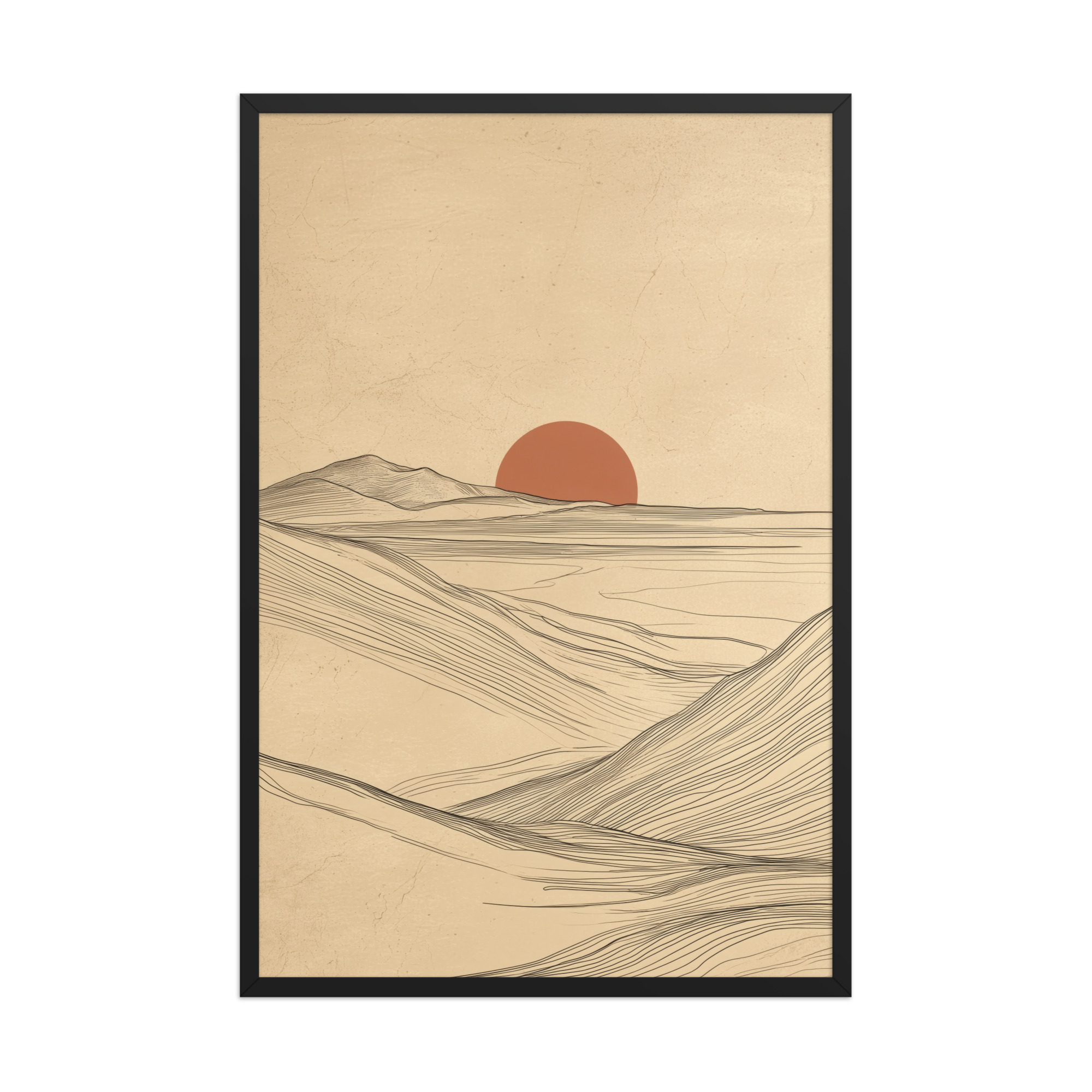 Flowing Ridges — Neutral Line Landscape Wall Art — Framed Poster - Image 6