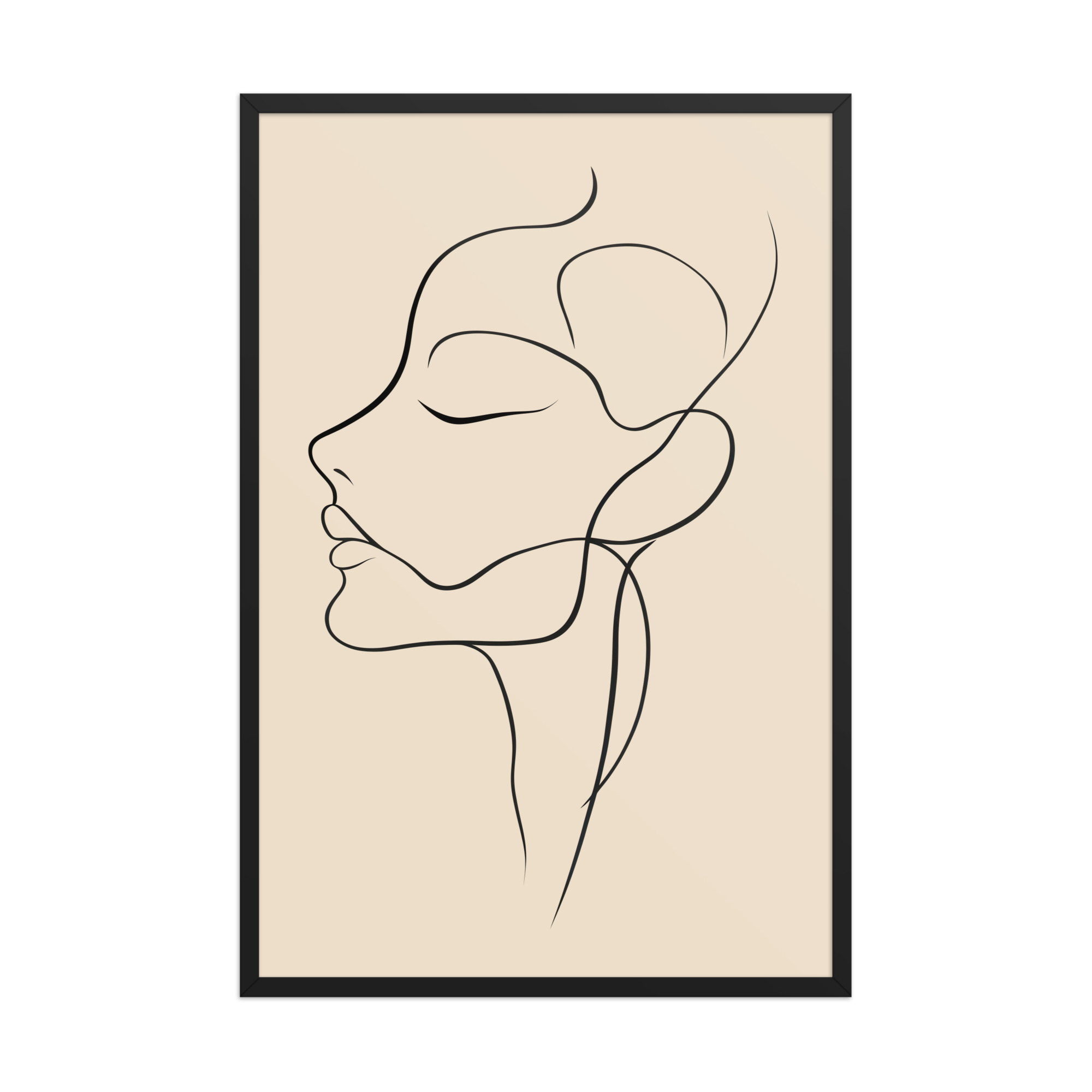 Serenity in Profile — Minimal Line Face Wall Art — Framed Poster - Image 5