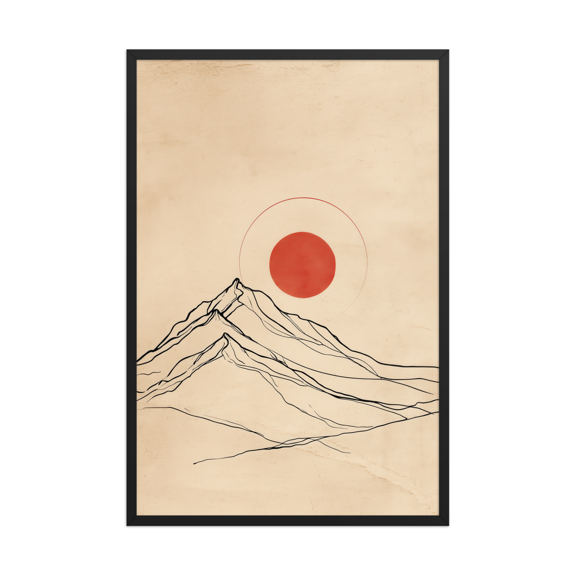 Eternal Sun — Minimal Mountain and Red Sun Wall Art — Framed Poster - Image 6