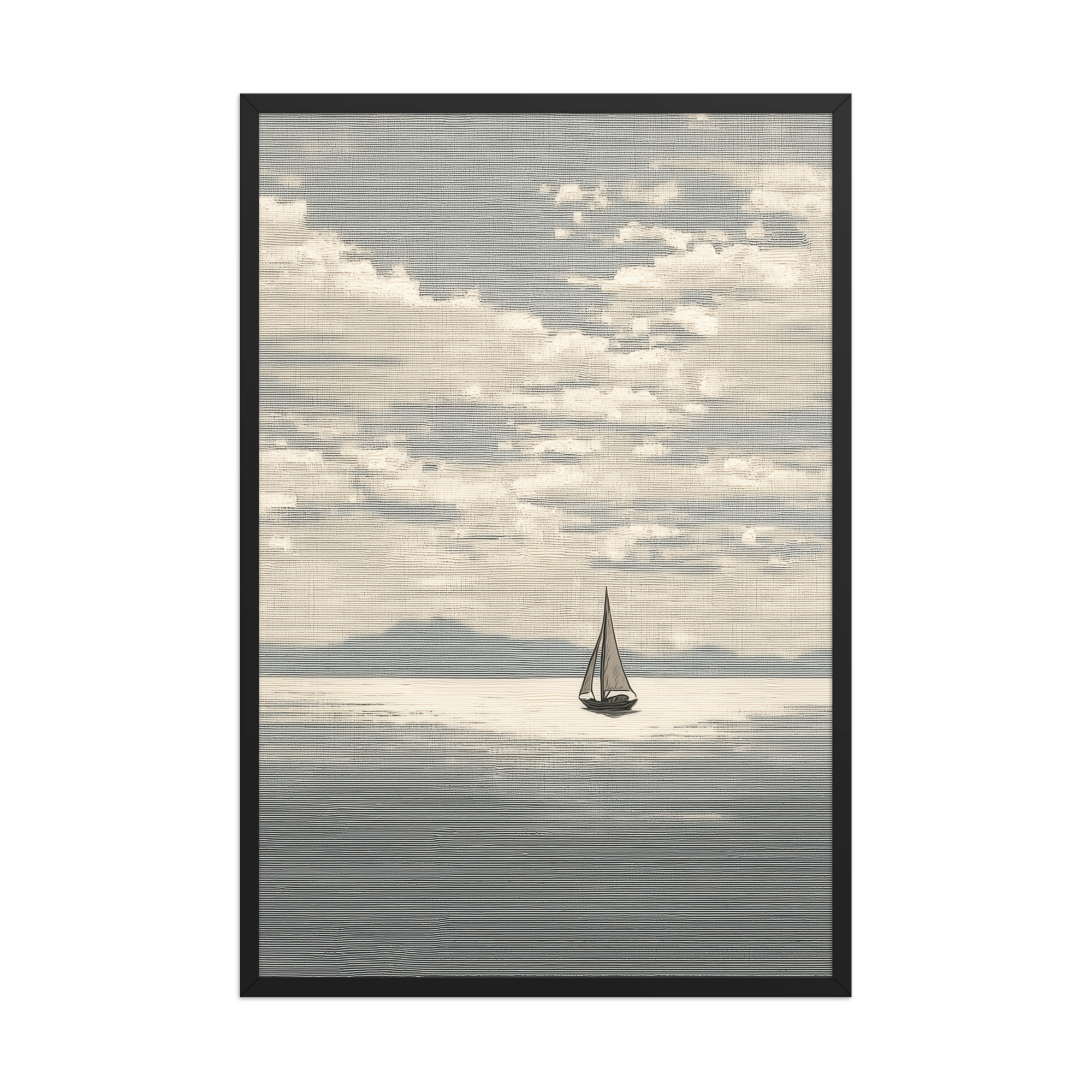 Sailboat Journey — Minimal Seascape, Neutral Japandi Wall Art — Framed Poster - Image 6