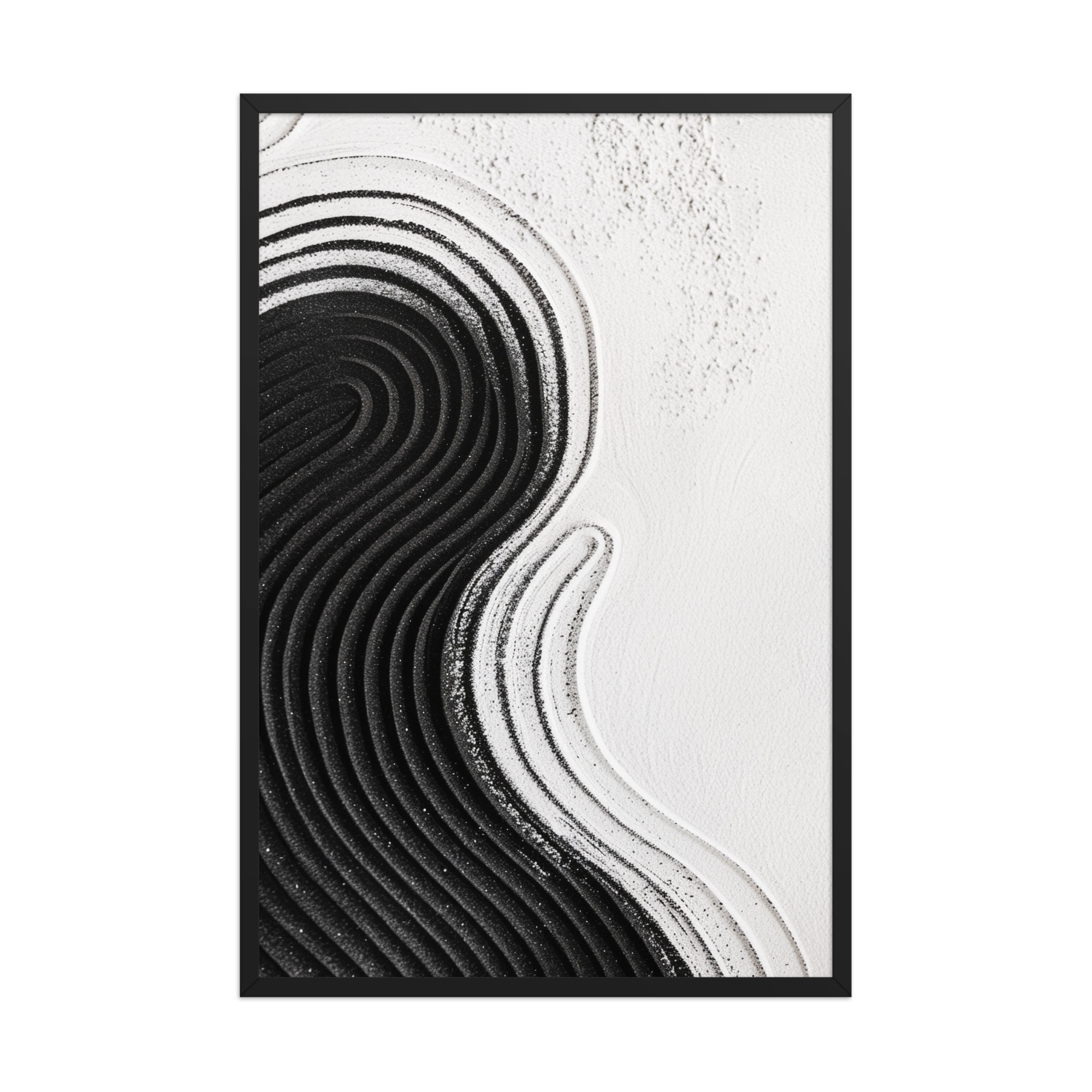 Black & White Ripple – Abstract Zen Sand Pattern Wall Art – Framed Poster - Image 8