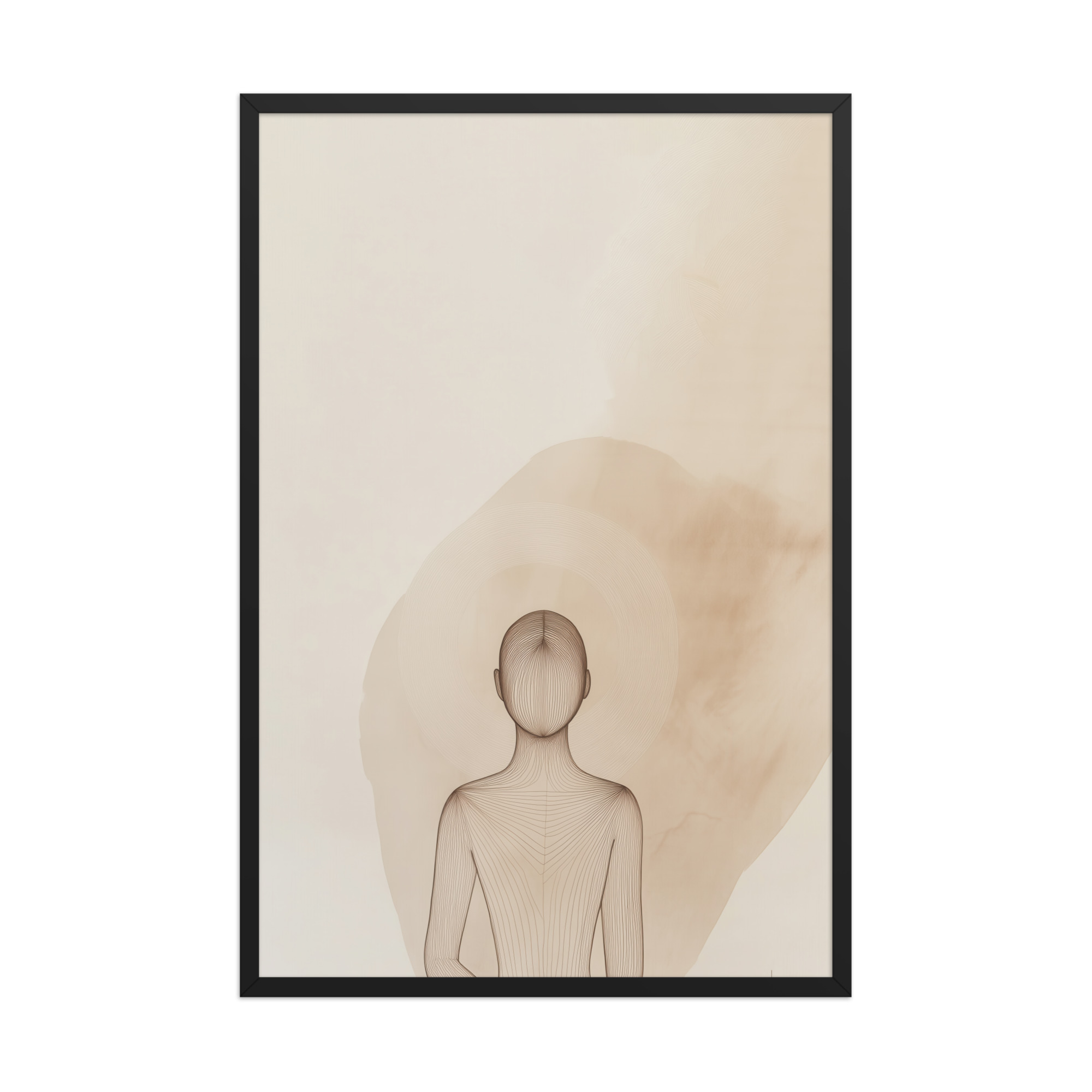 Inner Light – Minimalist Meditation Figure Japandi Wall Art – Framed Poster - Image 8