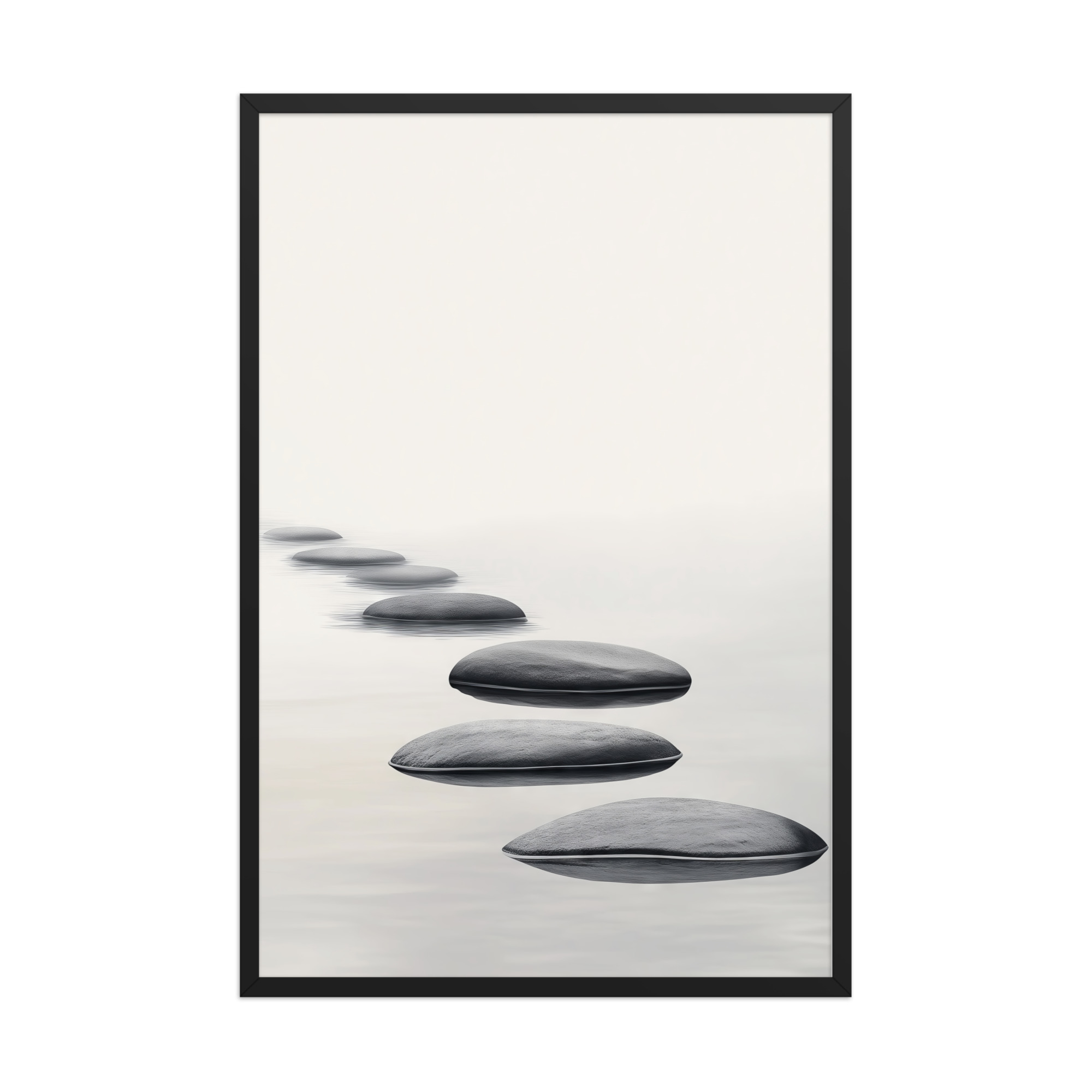 Path of Tranquility – Stepping Stones Minimal Zen Wall Art – Framed Poster - Image 3
