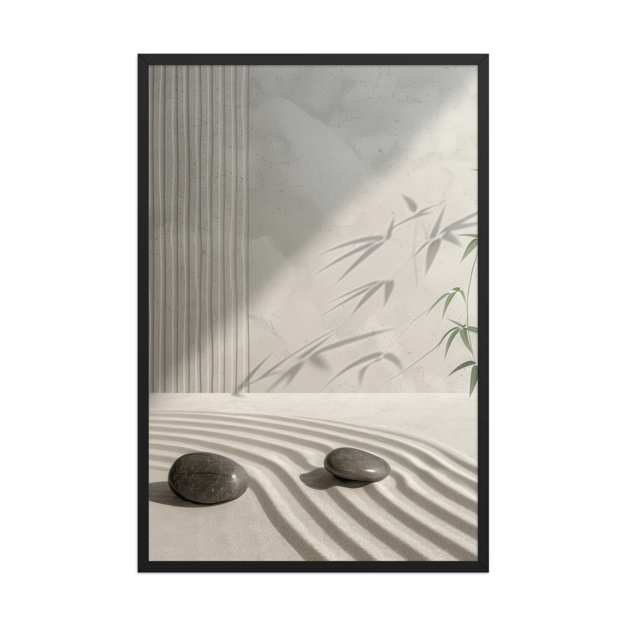 Bamboo Shadow Zen Garden Light & Shadow Japandi Wall Art – Framed Poster - Image 5