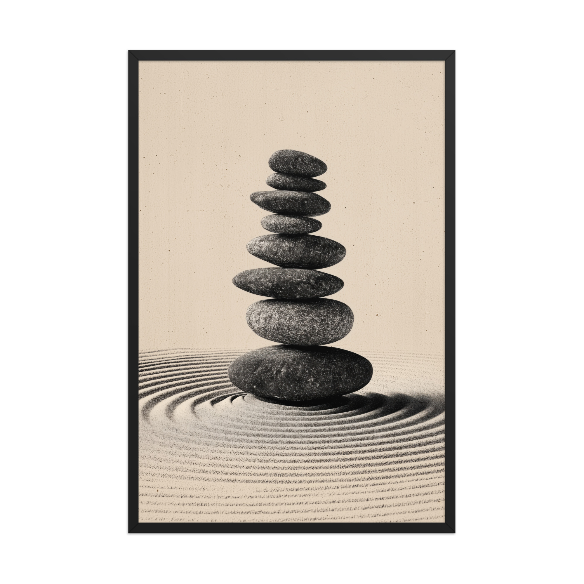 Balanced Stillness – Stacked Stones I Neutral Zen Stones Wall Art – Framed Poster - Image 8