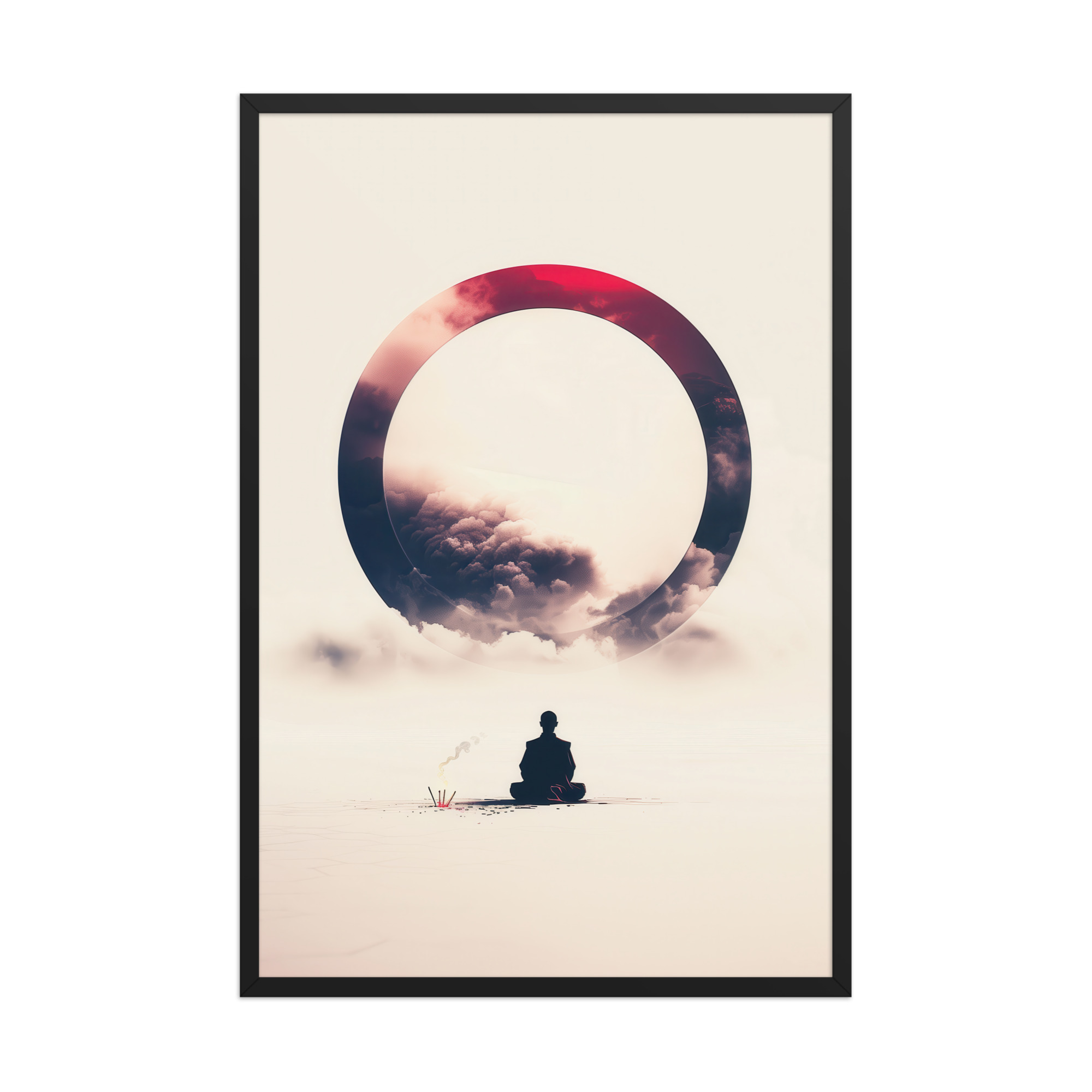 Zen Enso Horizon – Meditative Landscape with Circle Wall Art – Framed Poster - Image 8