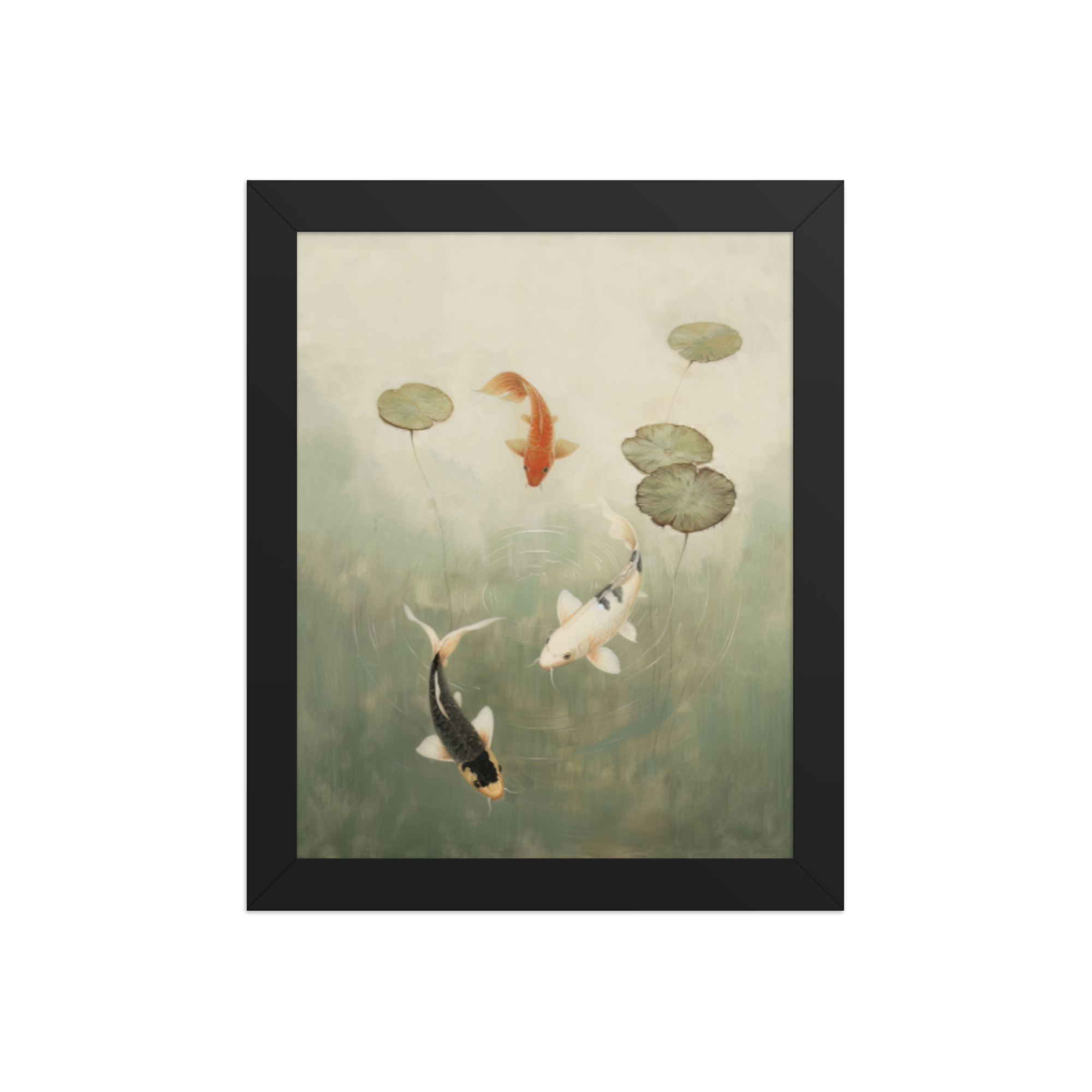 Koi Among Lilies — Tranquil Pond Art — Framed Poster - Image 2