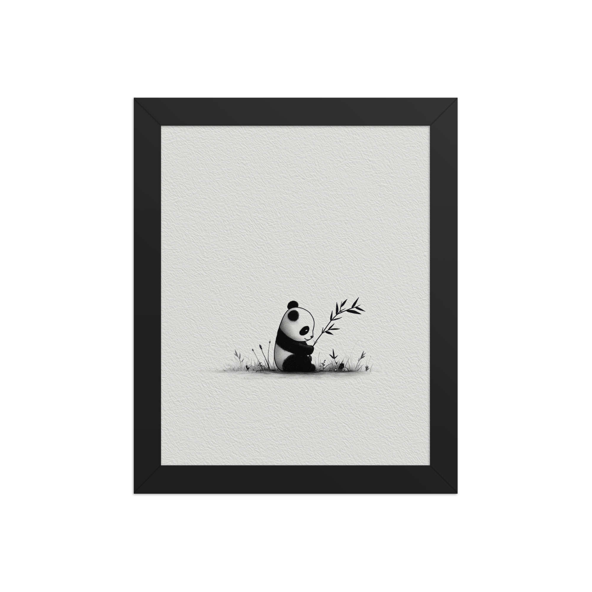 Tiny Bamboo Moment — Minimal Panda Cub with Bamboo Wall Decor — Framed Poster - Image 2