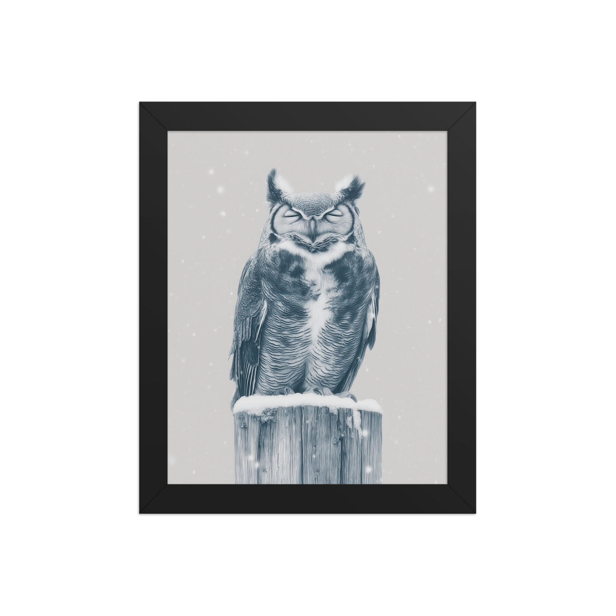 Silent Sentinel – Snow Owl Winter Wildlife Art in Neutrals Wall Decor — Framed Poster - Image 2