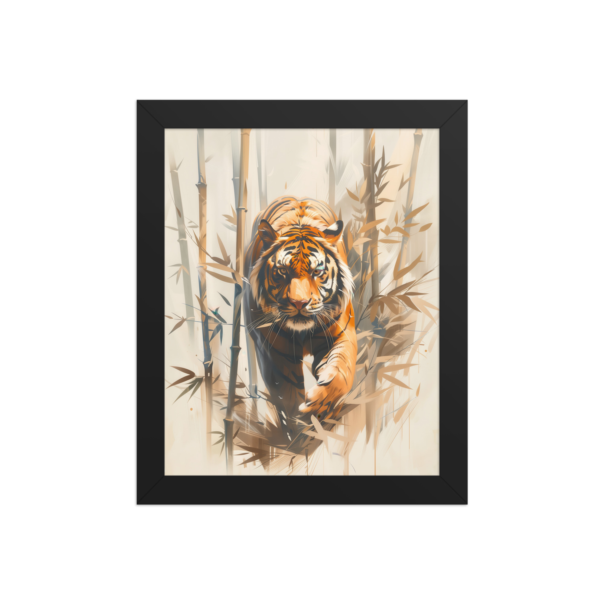 Tiger in Bamboo Mist — Wildlife Tiger in Dynamic Jungle Wall Art — Framed Poster - Image 2