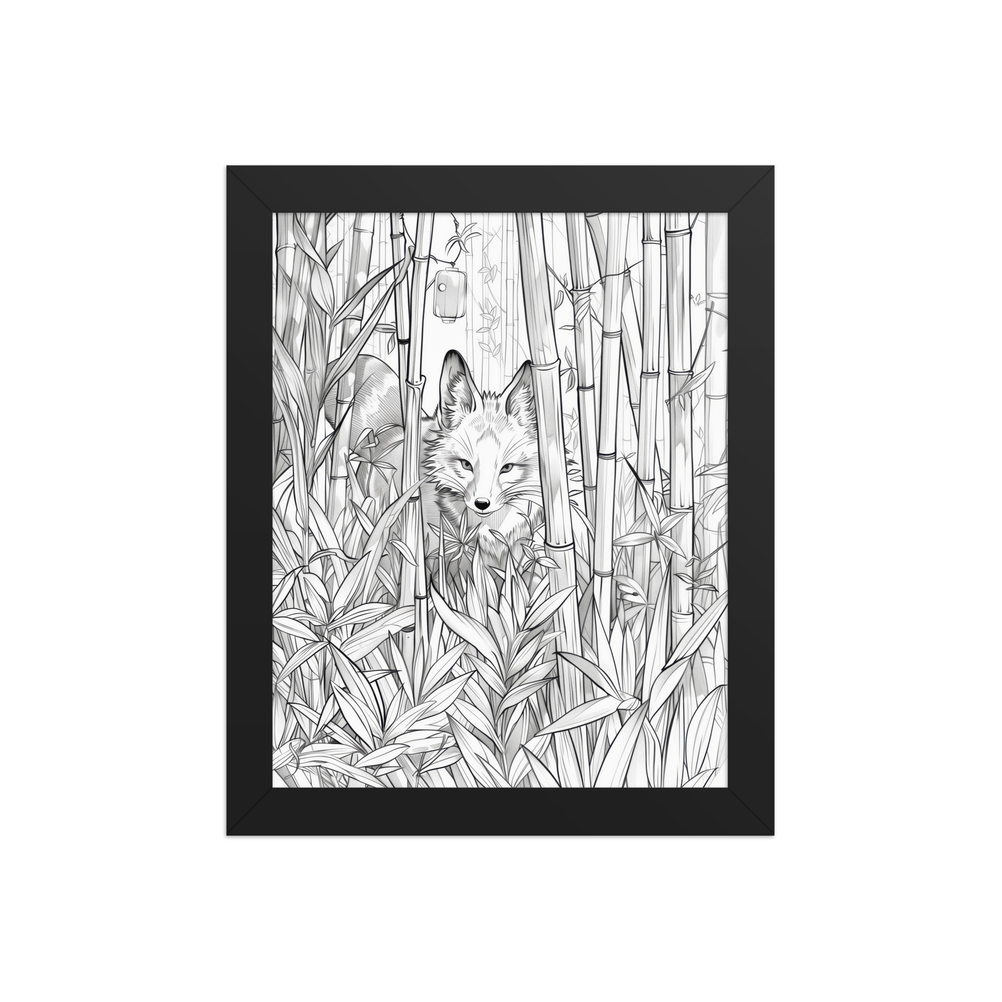 Fox Spirit in Bamboo Forest — Fox Among Bamboo Wall Decor — Framed Poster - Image 2