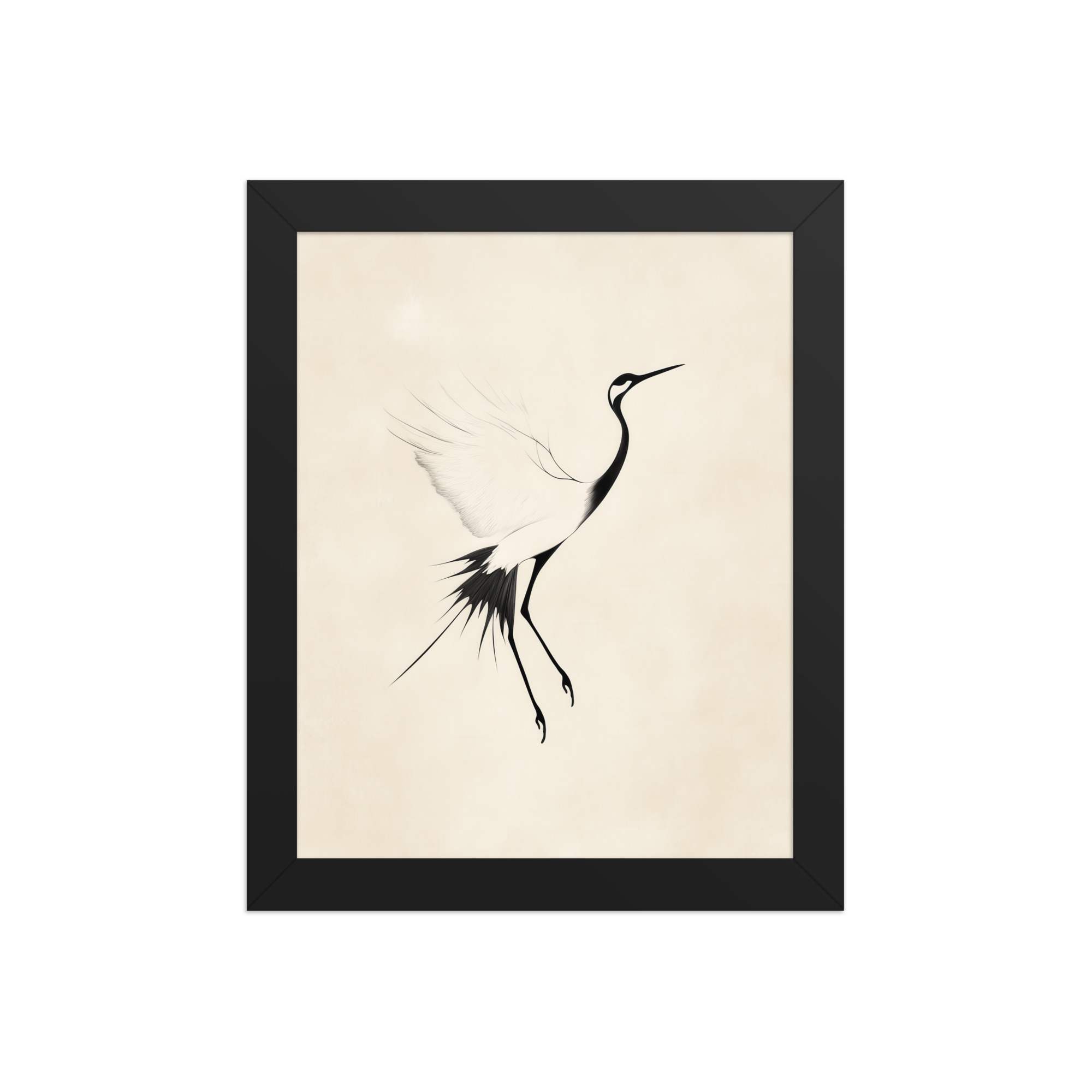 Crane of Still Winds — Red-Crowned Crane Minimal Ink Art — Framed Poster - Image 2