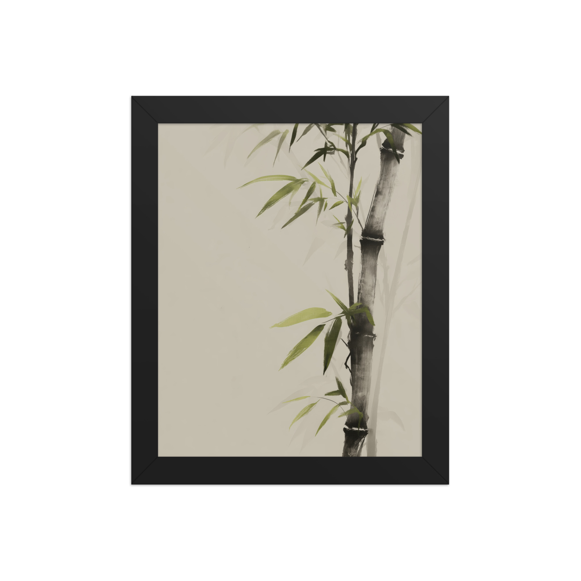 Bamboo Silence — Sumi-e Botanical Zen Wall Decor — Framed Poster - Image 2