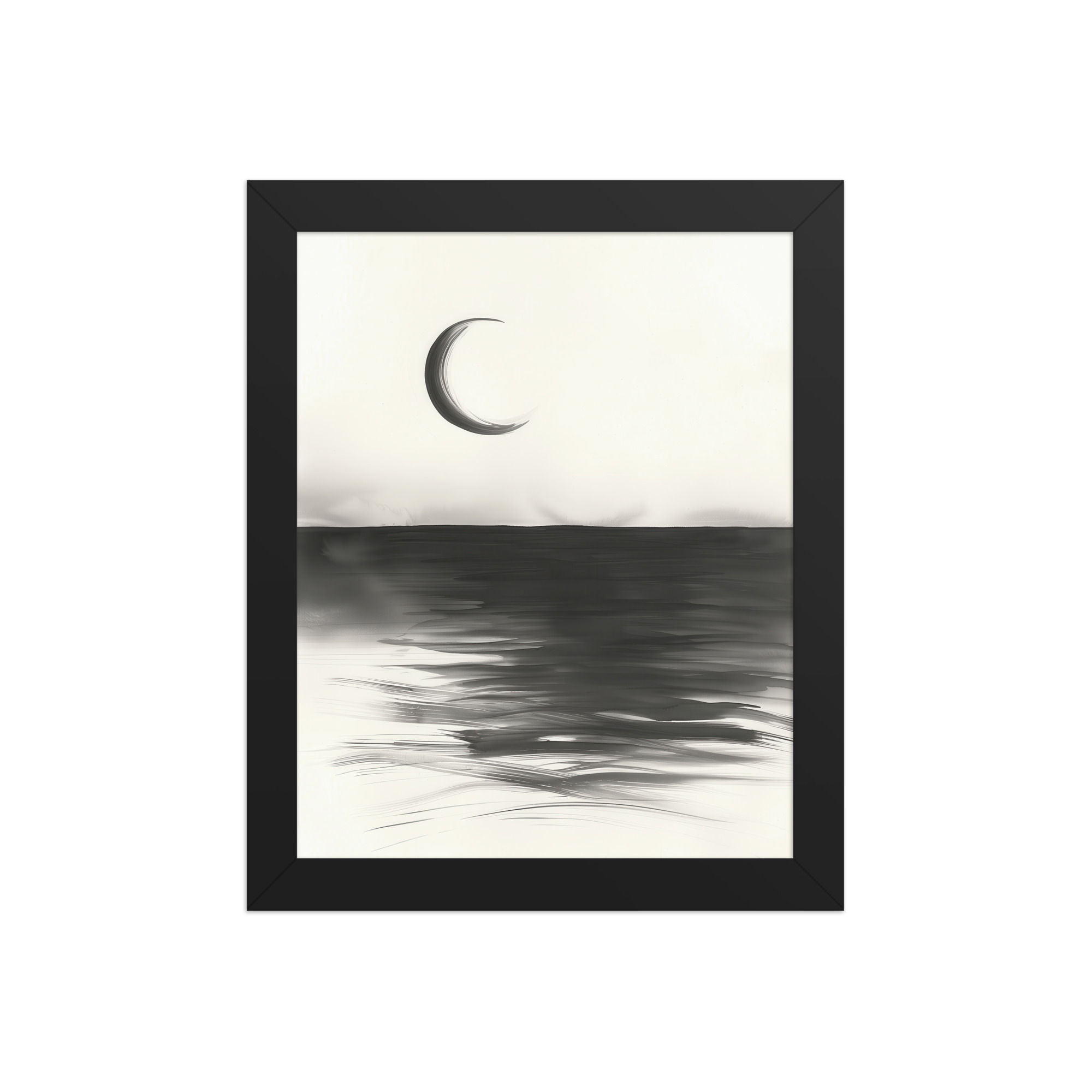 Crescent Reflections — Minimal Seascape Wall Decor — Framed Poster - Image 2