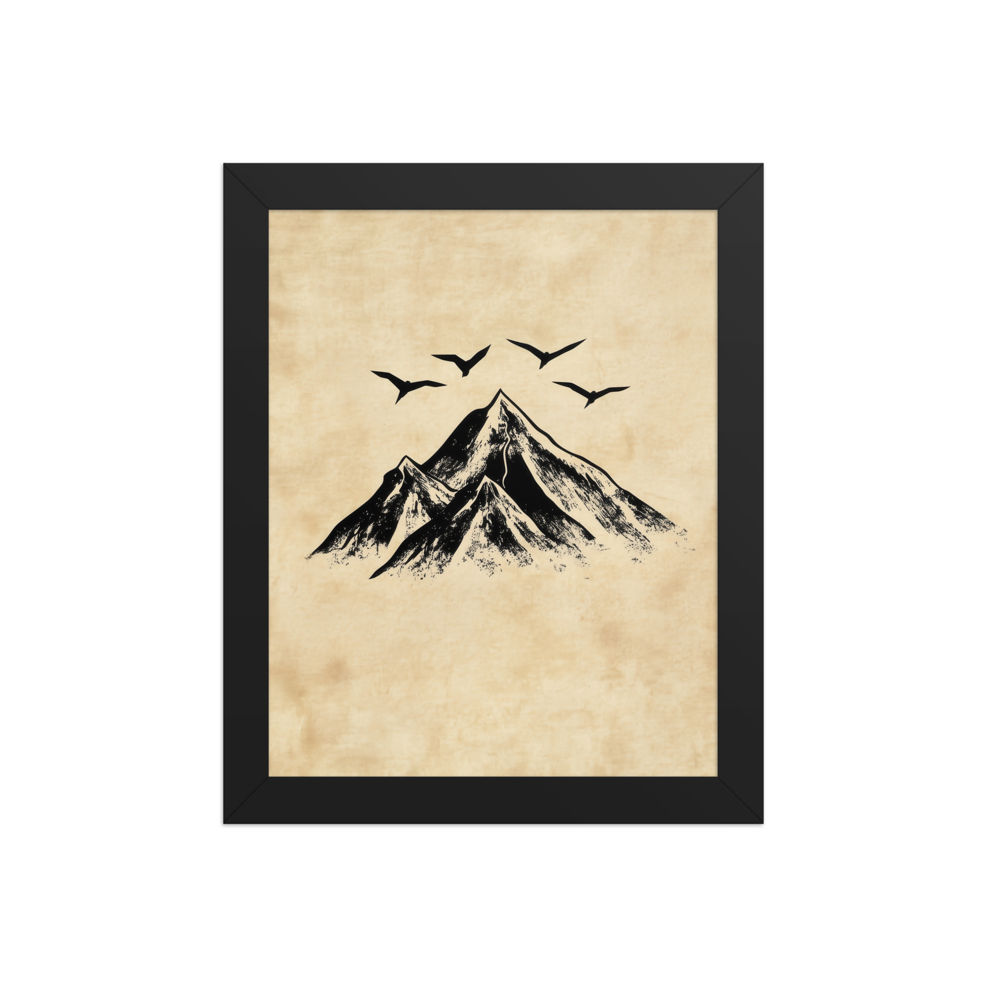 Four Peaks in Ink — Mountain Landscape Wall Art — Framed Poster - Image 2