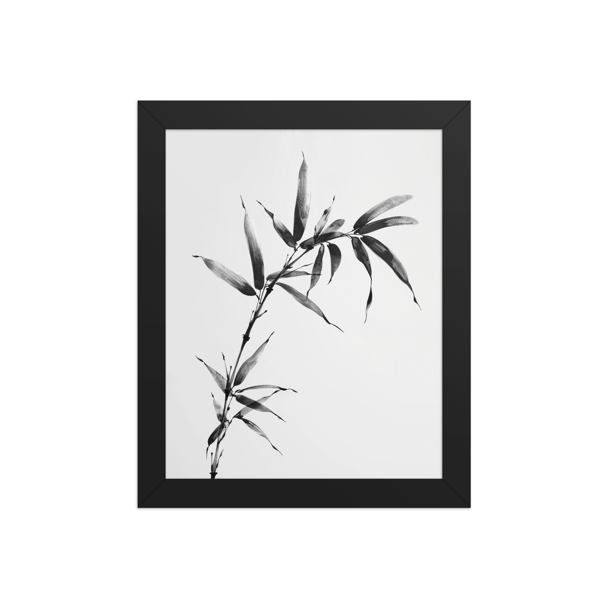 Minimalist Bamboo — Sumi-e Black Ink Wall Art — Framed Poster - Image 2