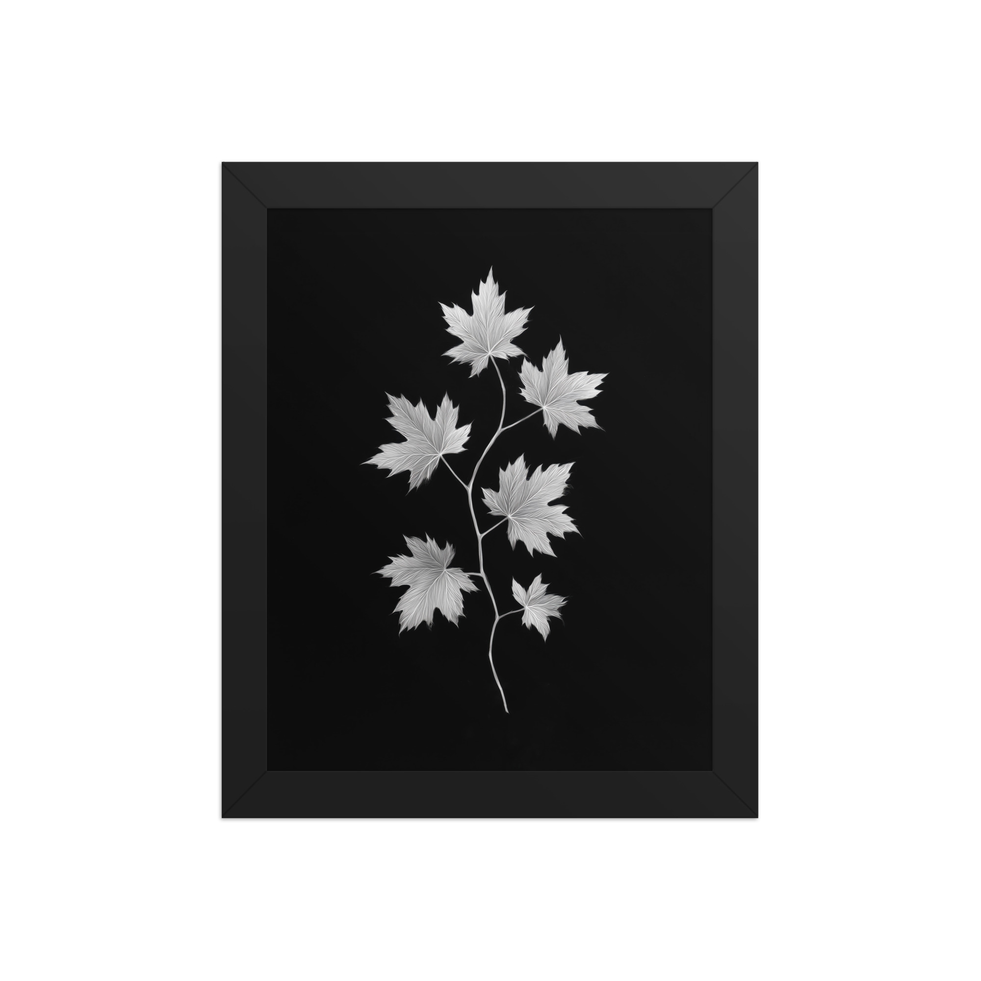 Ivory Veins — Japandi Maple Line Art — Framed Poster - Image 2