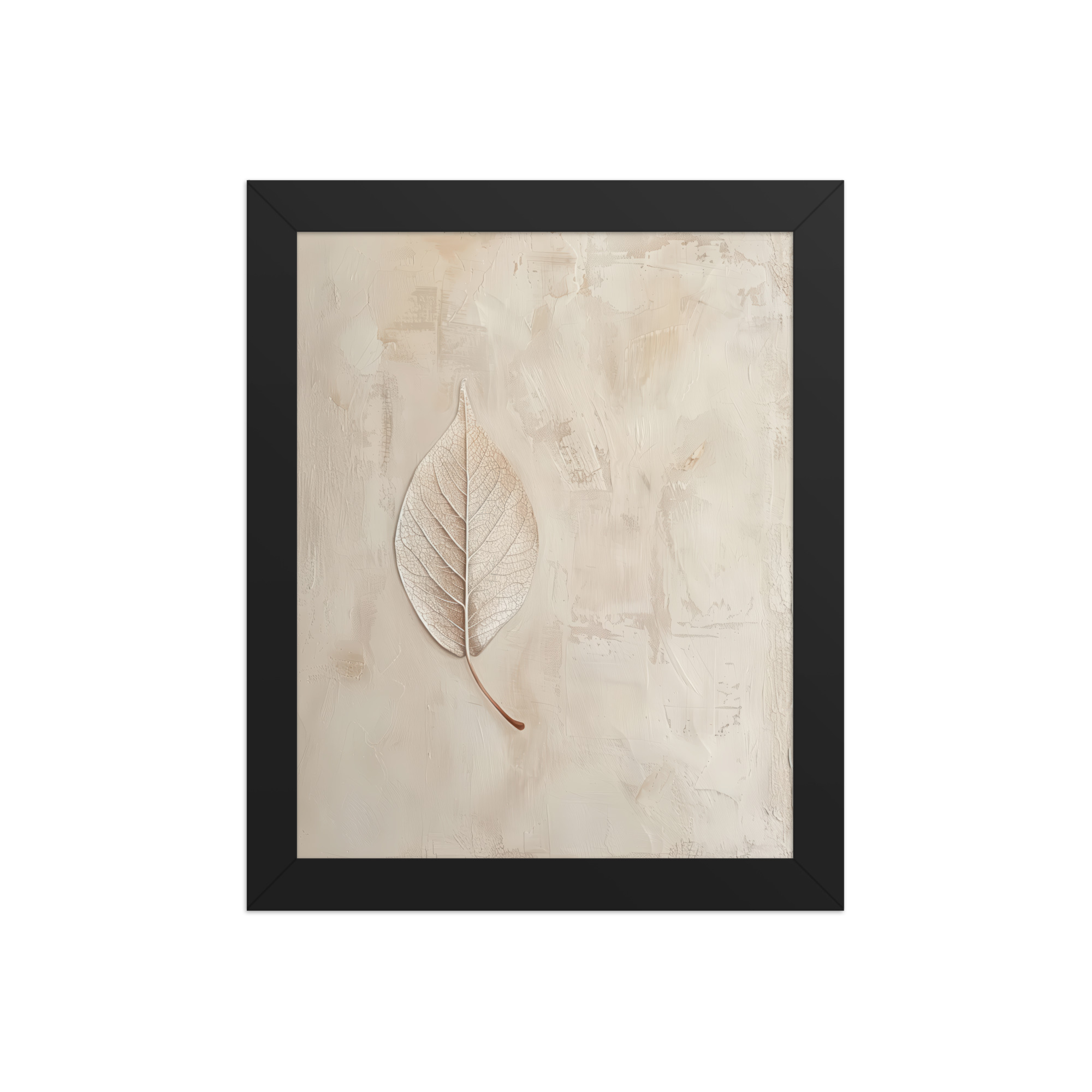 Wabi-Sabi Leaf II — Neutral Textured Botanical Wall Art — Framed Poster - Image 2