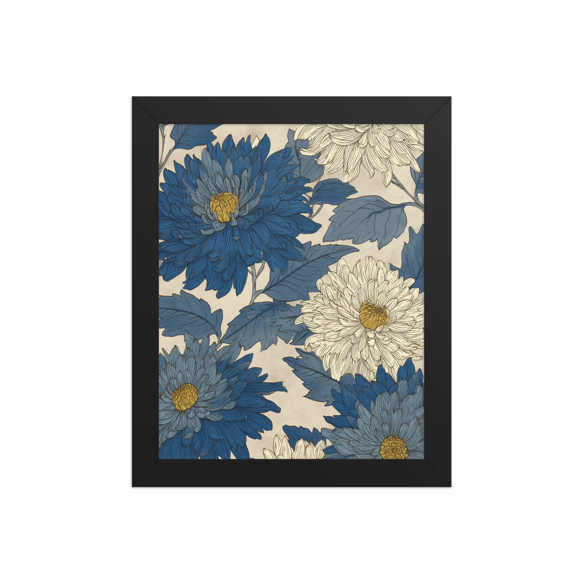 Mixed Chrysanthemums — Vintage Floral Pattern Wall Decor — Framed Poster - Image 2